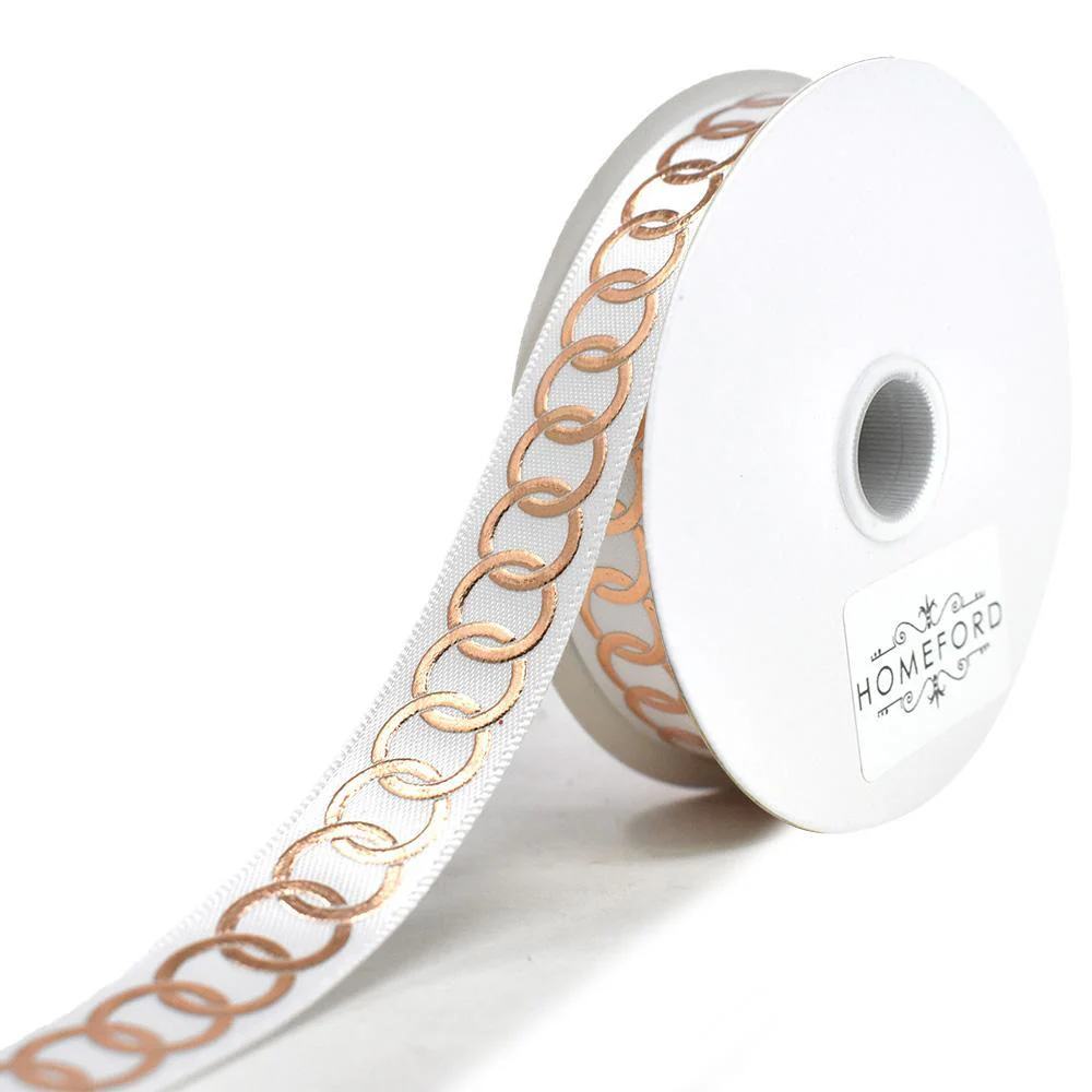 Metallic Chain Link Accent Ribbon, 5/8-Inch, 10-Yard - Image 2