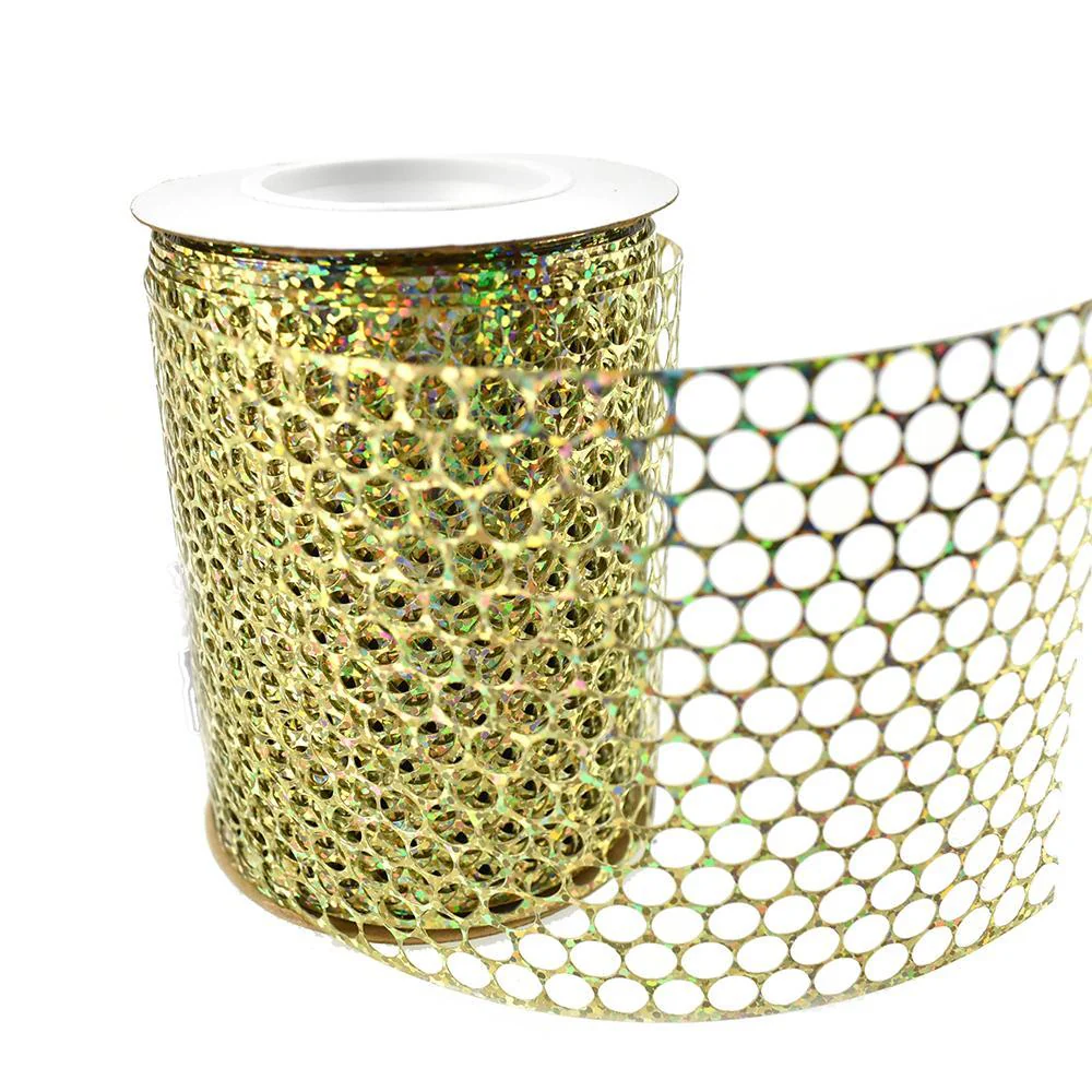 Metallic Honeycomb Chicago Christmas Ribbon, 3-1/4-Inch, 10-Yard - Image 3