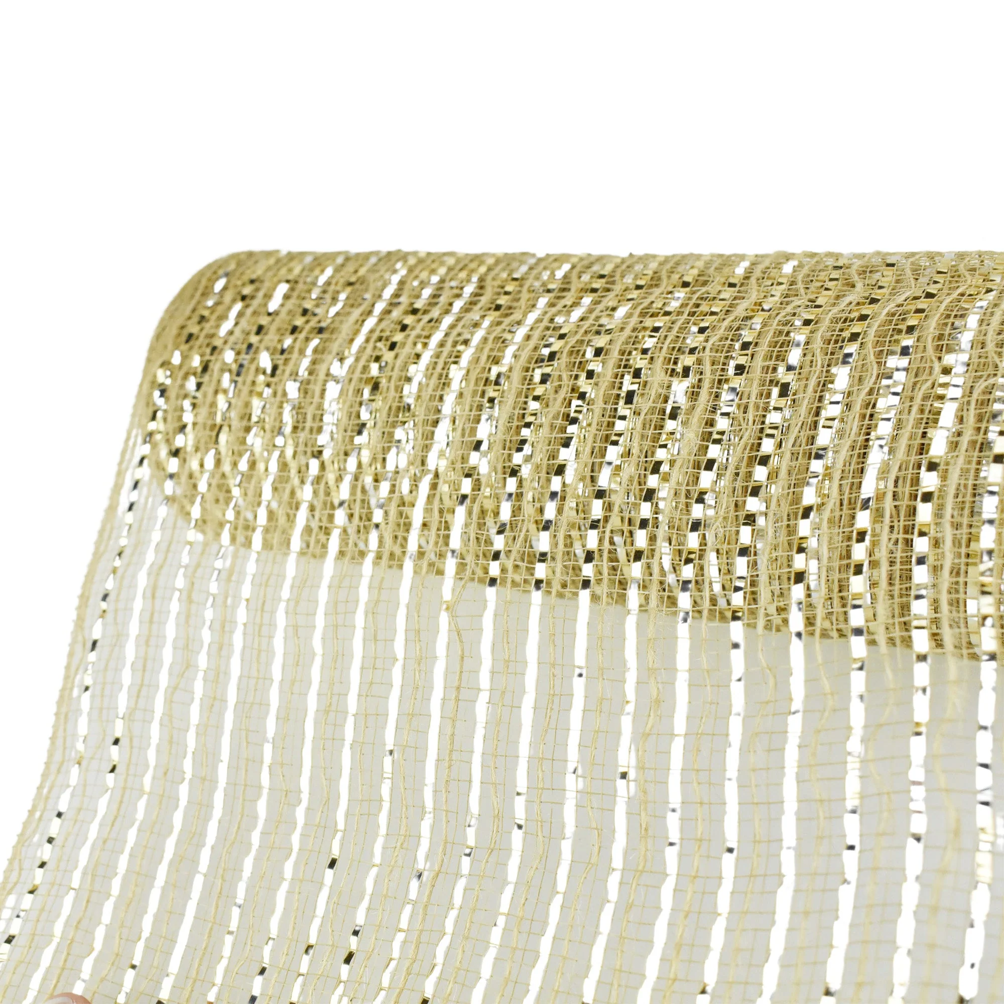 Metallic Jute Line Fabric Mesh, 10-Inch x 10-Yard - Champagne - Image 2