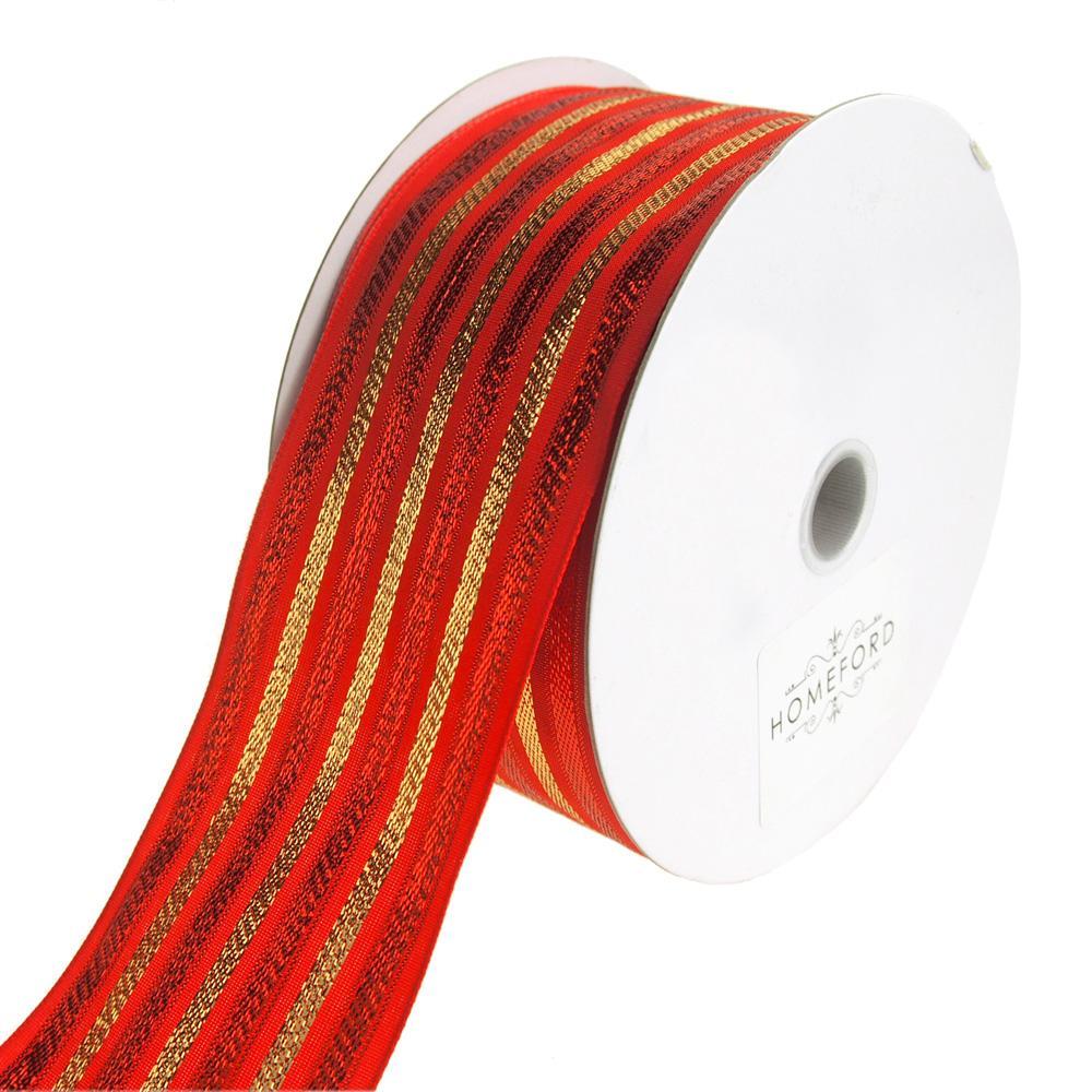 Metallic Pinstripe Baroque Noel Christmas Holiday Ribbon, 2-1/2-Inch, 50 Yards - Image 3