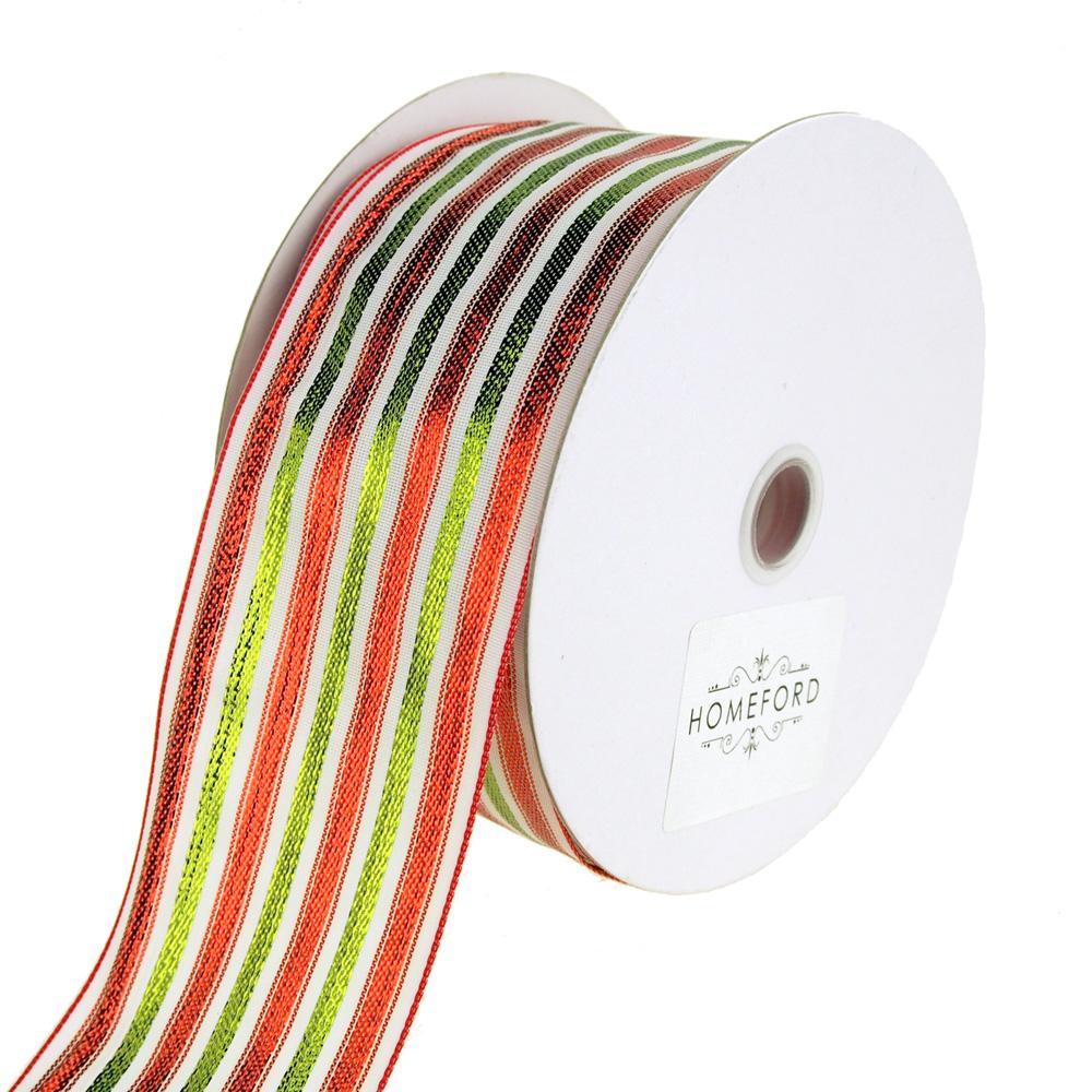 Metallic Pinstripe Baroque Noel Christmas Holiday Ribbon, 2-1/2-Inch, 50 Yards - Image 4