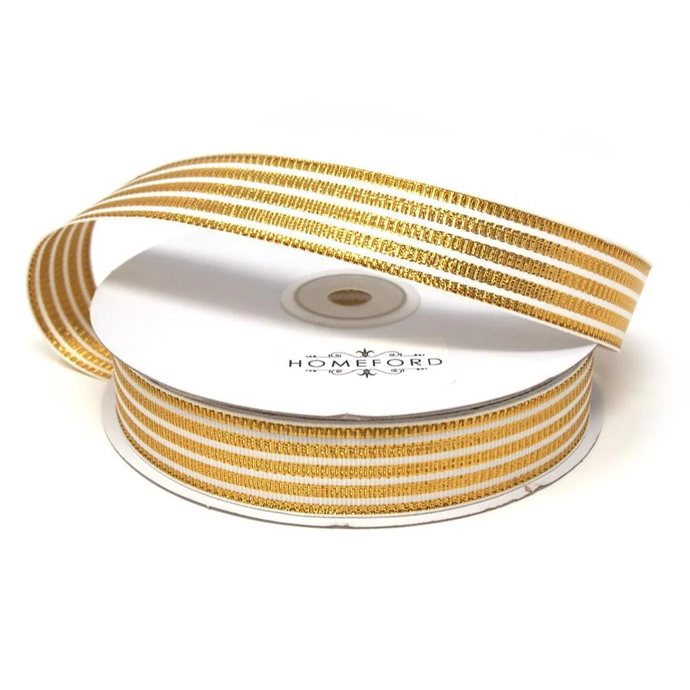 Metallic Seersucker Stripes Grosgrain Ribbon, 25-Yard - Image 4