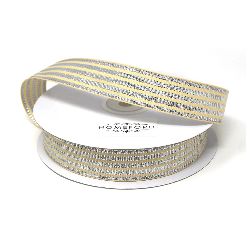 Metallic Seersucker Stripes Grosgrain Ribbon, 25-Yard - Image 5