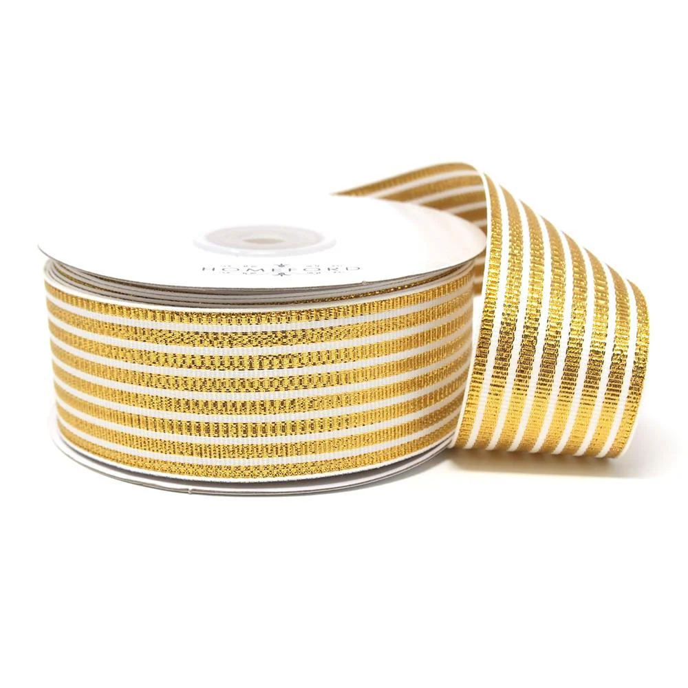 Metallic Seersucker Stripes Grosgrain Ribbon, 25-Yard - Image 6