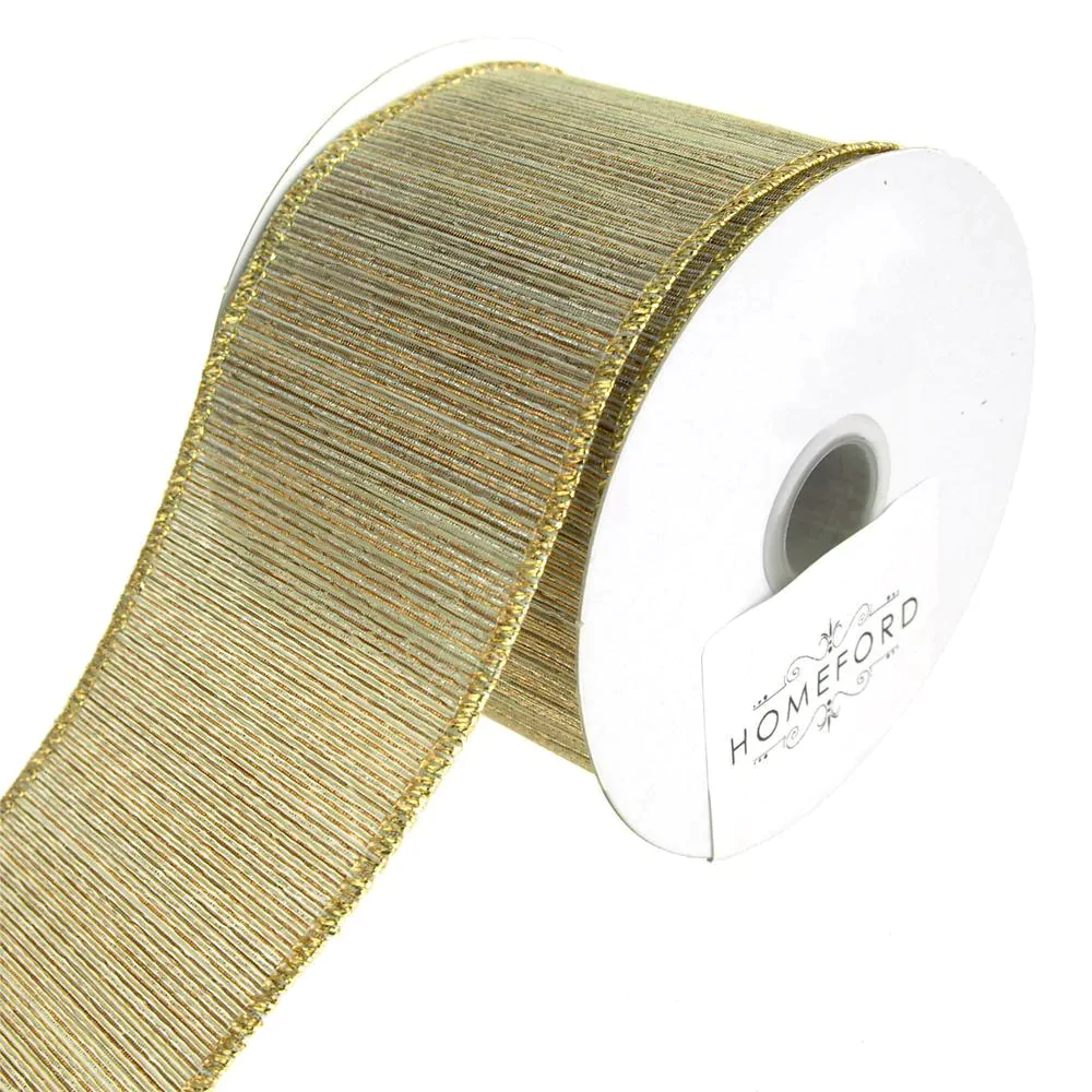 Metallic Striped Harmony Wired Christmas Holiday Ribbon, 2-1/2-Inch, 10 Yards - Image 4
