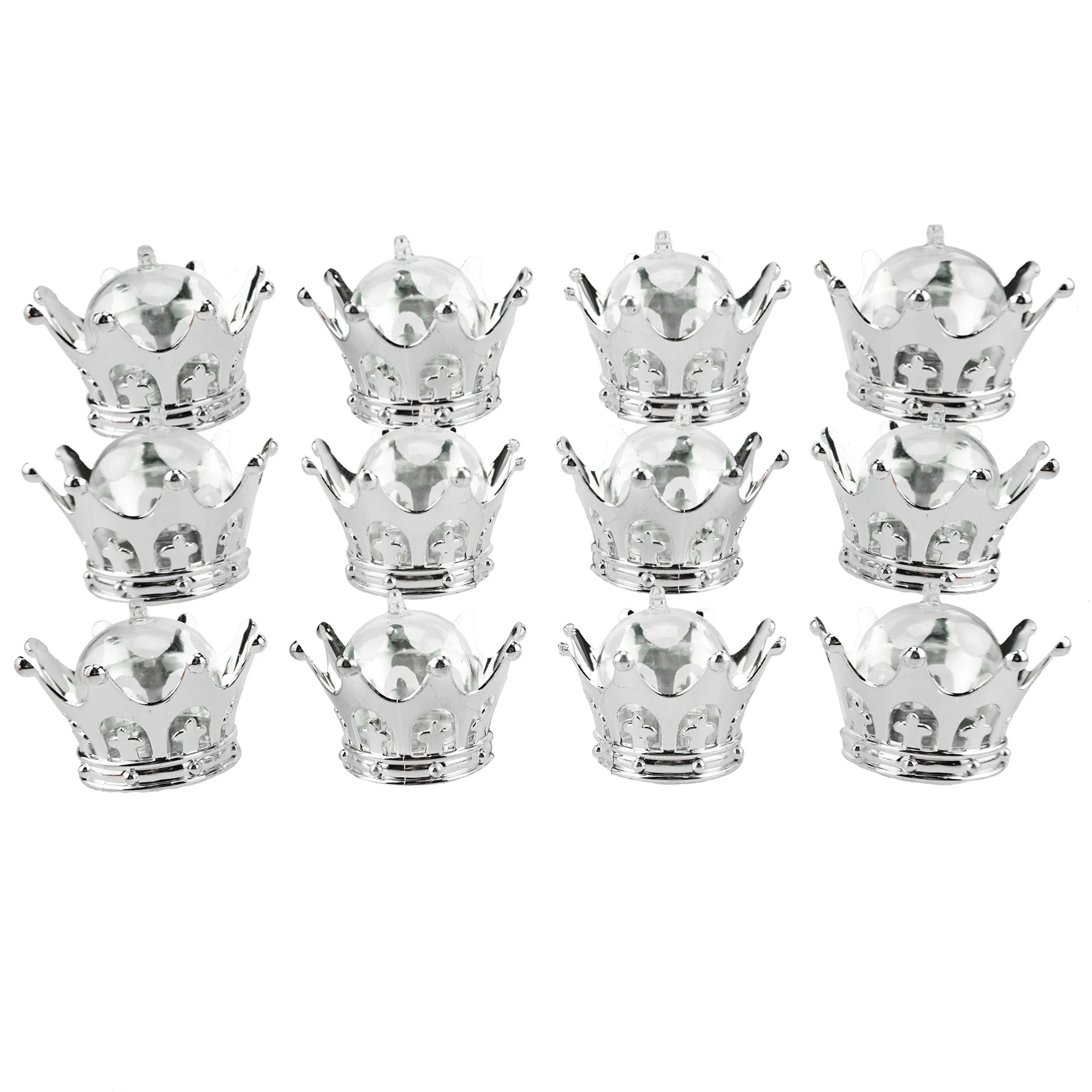 Mini Plastic Crown Party Favor, Silver, 3-1/4-Inch, 12-Count