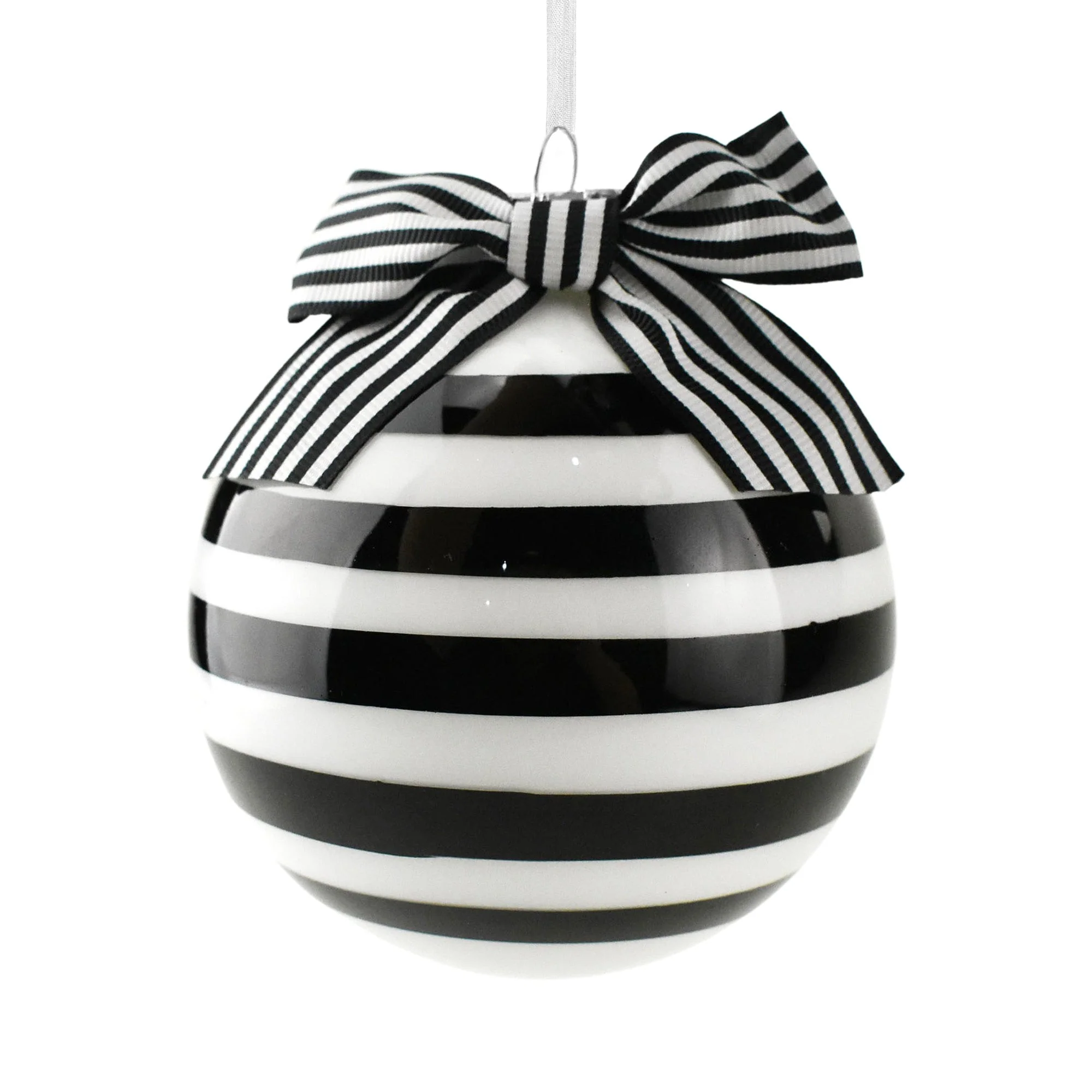 Monochrome Stripes and Dots Christmas Ball Ornaments, 3-1/2-Inch, 2-Piece - Image 2