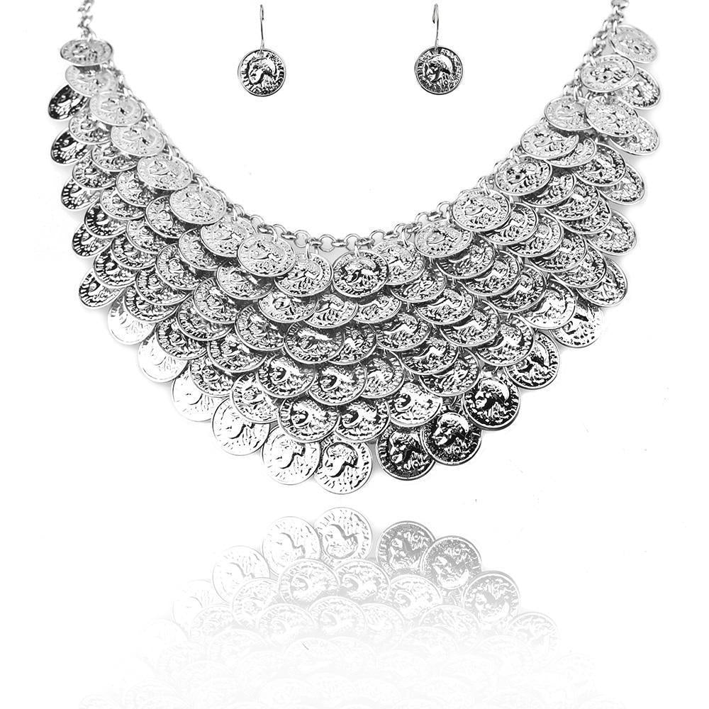 Multi Layer Dangling Coin Necklace Set - Image 2
