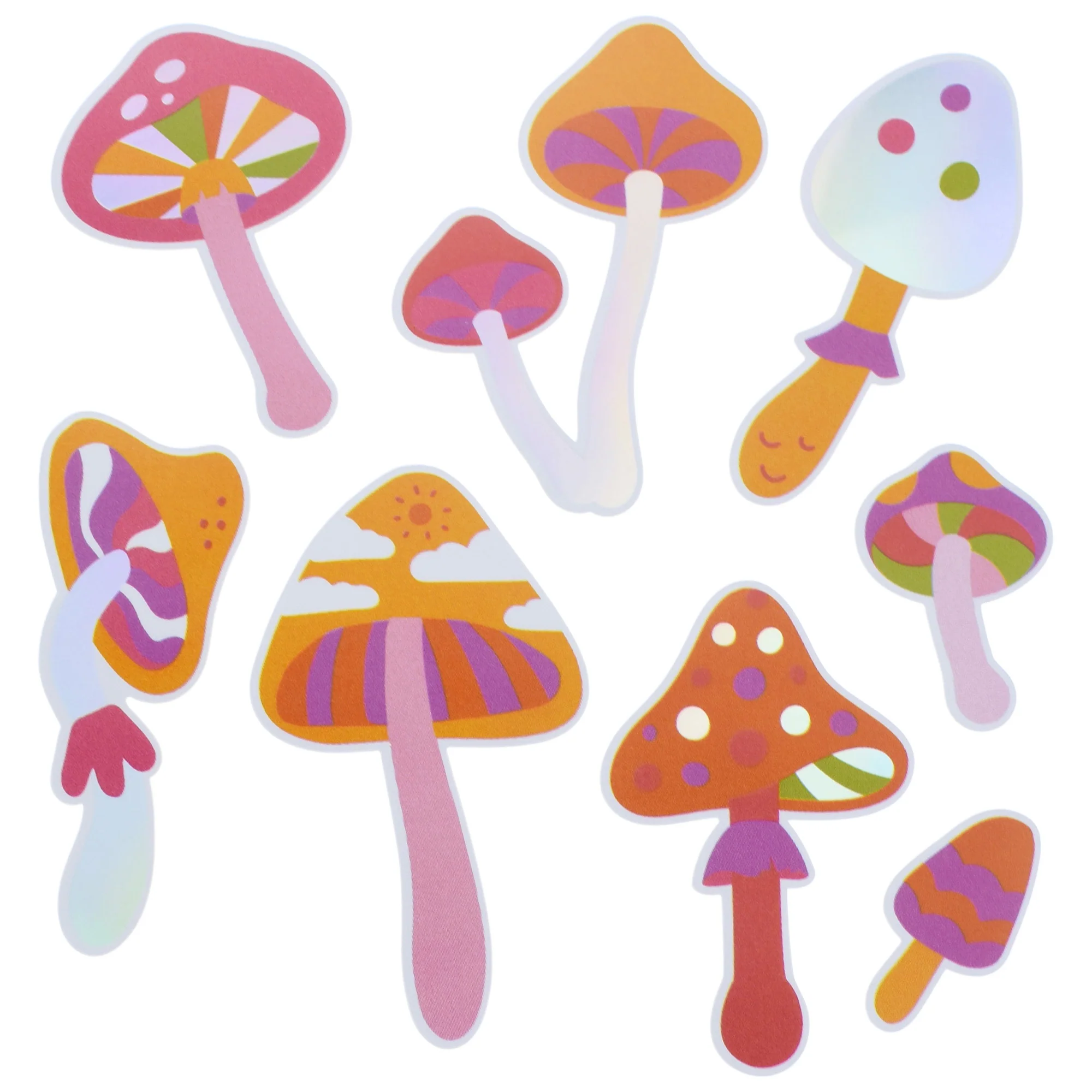 Mushroom Holographic Vinyl Craft Stickers, 1-3/4-inch, 17-piece - Image 2