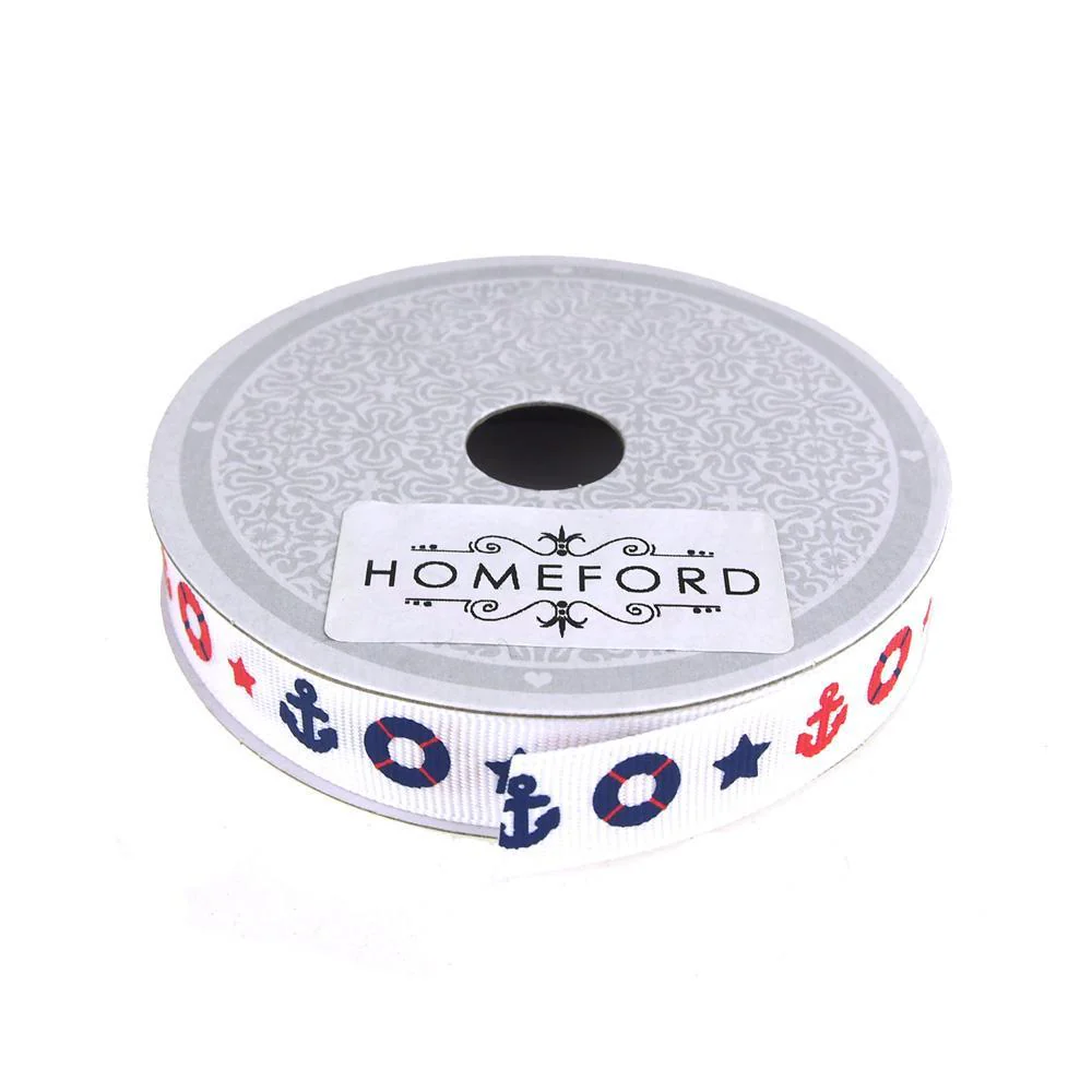 Nautical Anchor and Lifebuoy Grosgrain Ribbon, 5/8-inch, 10 Yards - Image 4