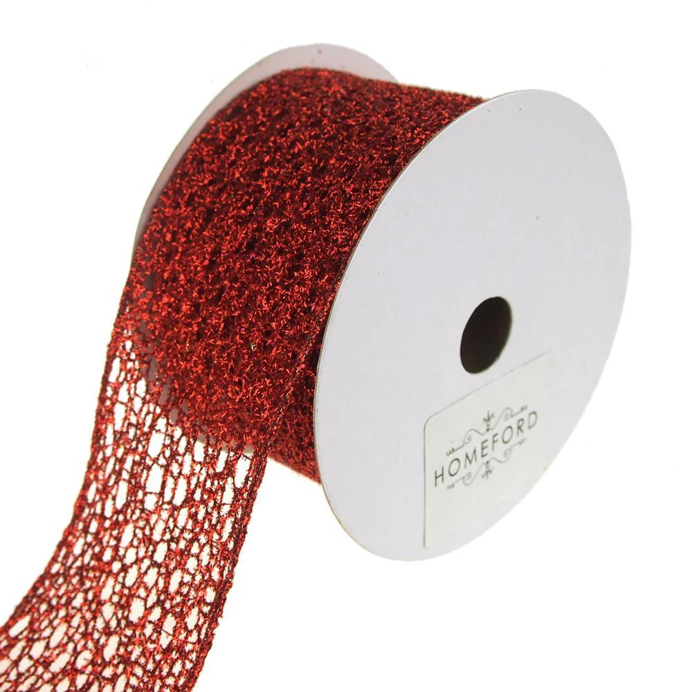 Open Weave Metallic Glitter Tinsel Mesh Christmas Ribbon, 10 Yards - Image 8