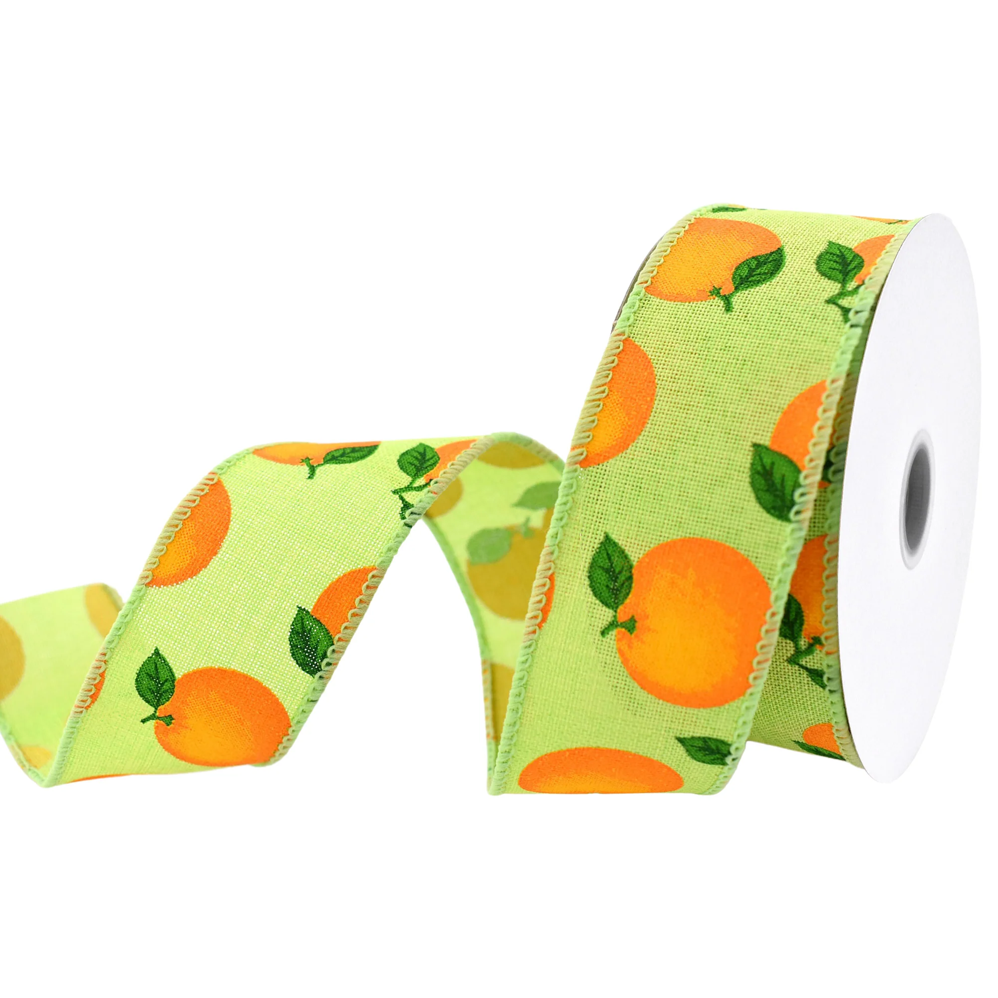 Oranges Faux Linen Wired Ribbon, 1-1/2-inch, 10-yard - Image 2