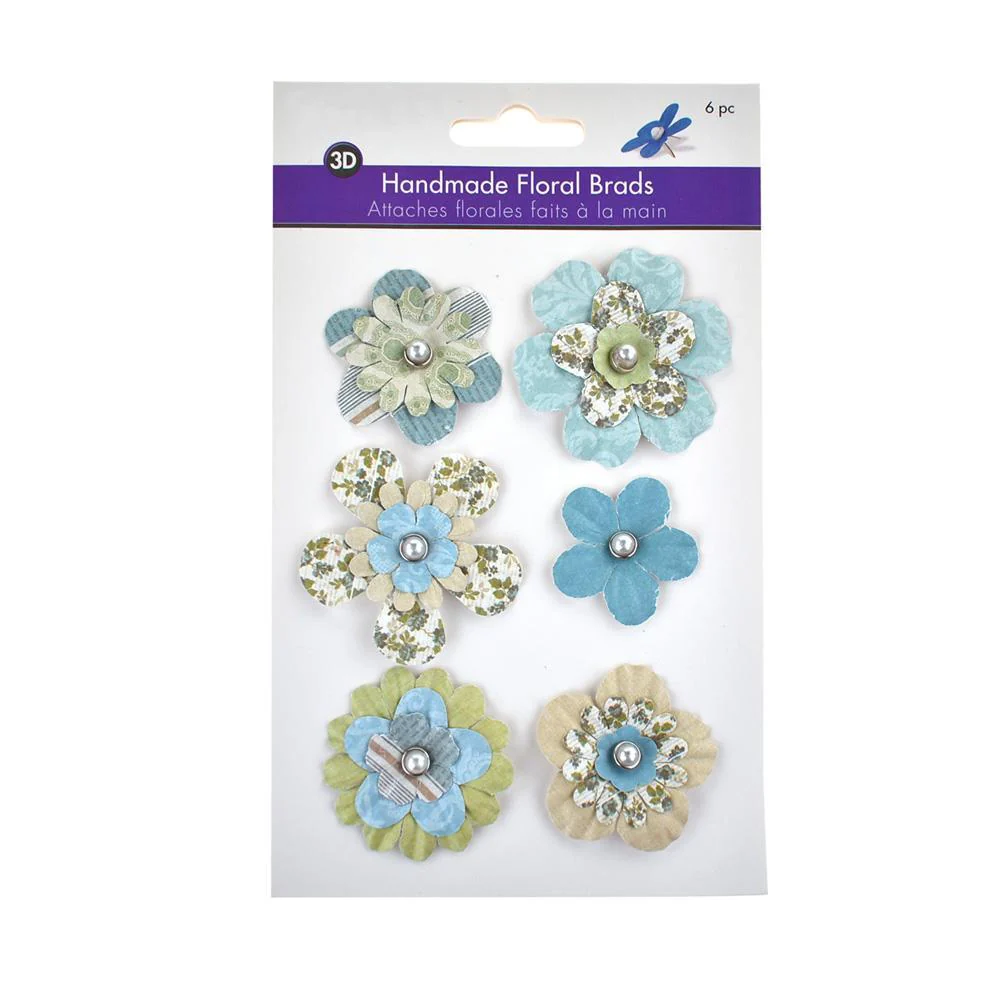 Paper Craft Floral Brads, 6-Piece - Image 2