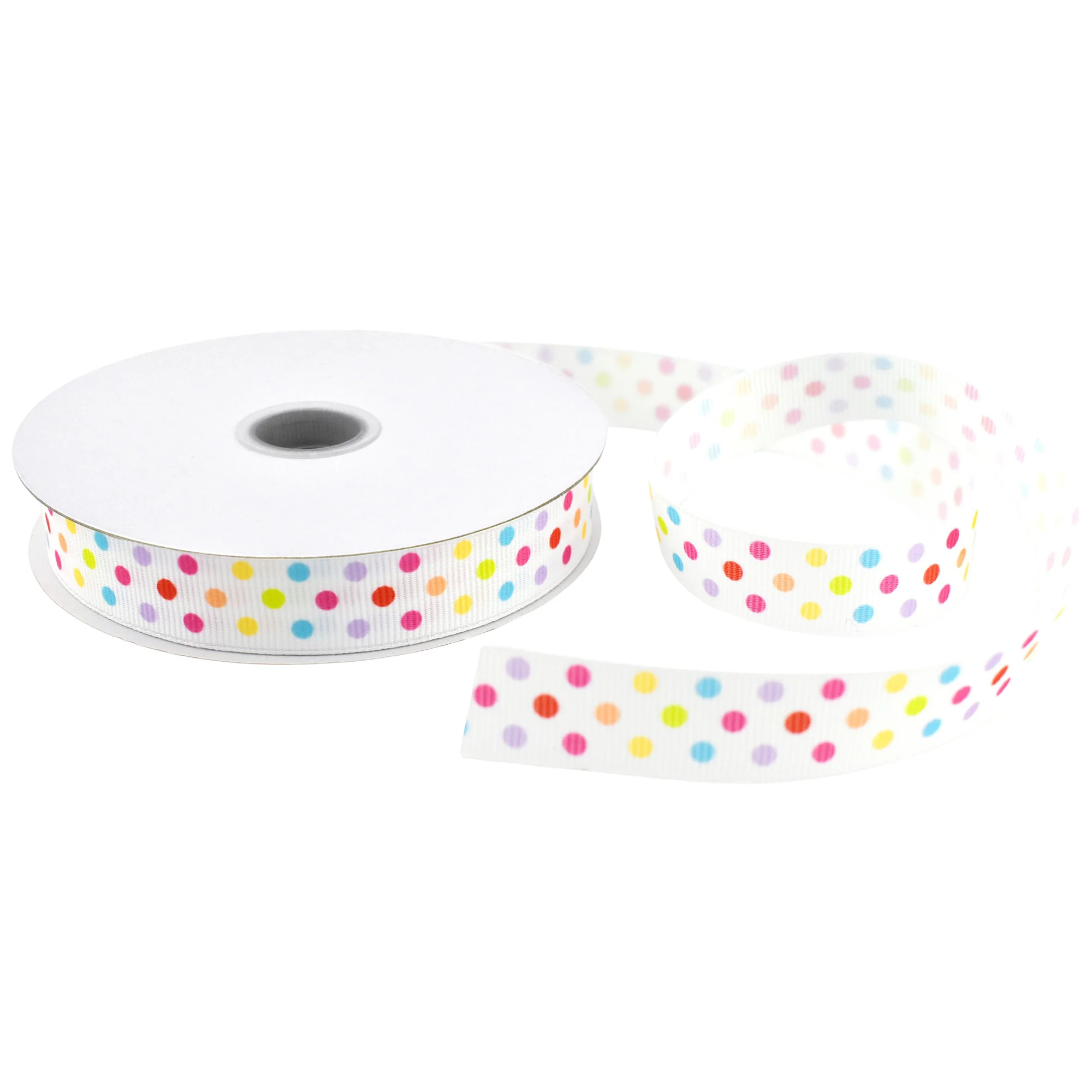 Pastel Rainbow Dots Satin Ribbon, 5/8-inch, 10-yard - Image 2