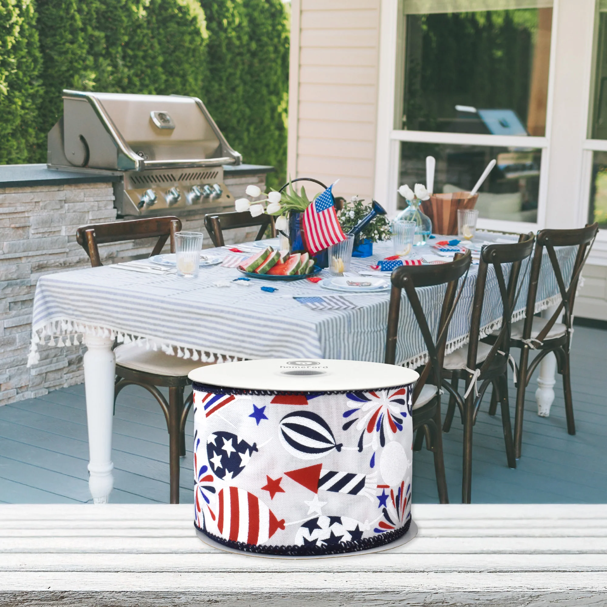 Patriotic Fireworks Balloons Celebration Wired Ribbon, 10-yard - Image 9