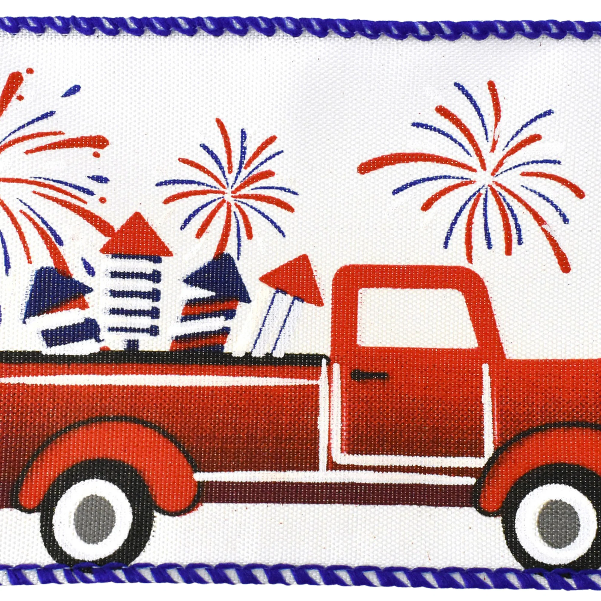 Patriotic Trucks and Campers Wired Ribbon, 2-1/2-inch, 10-yard - Image 2