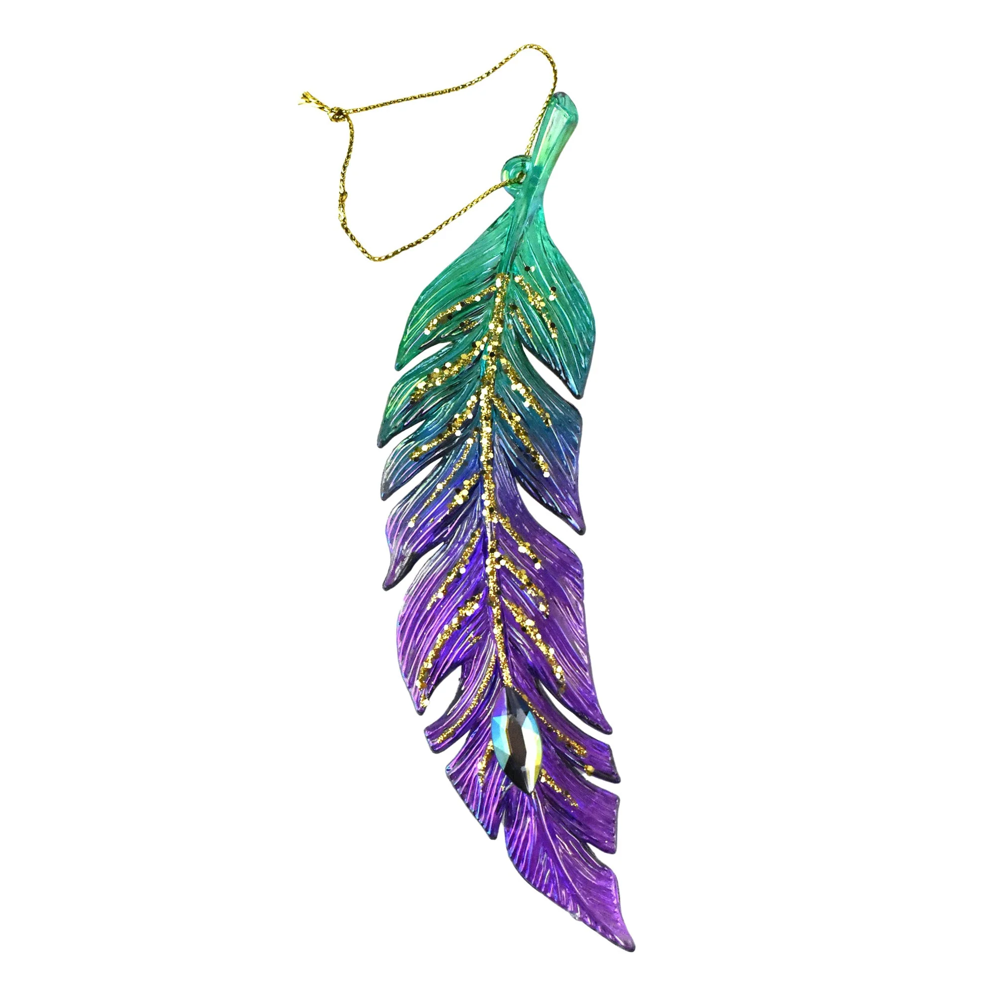 Peacock Acrylic Feather Christmas Ornaments, 6-1/4-Inch, 2-Piece - Image 2