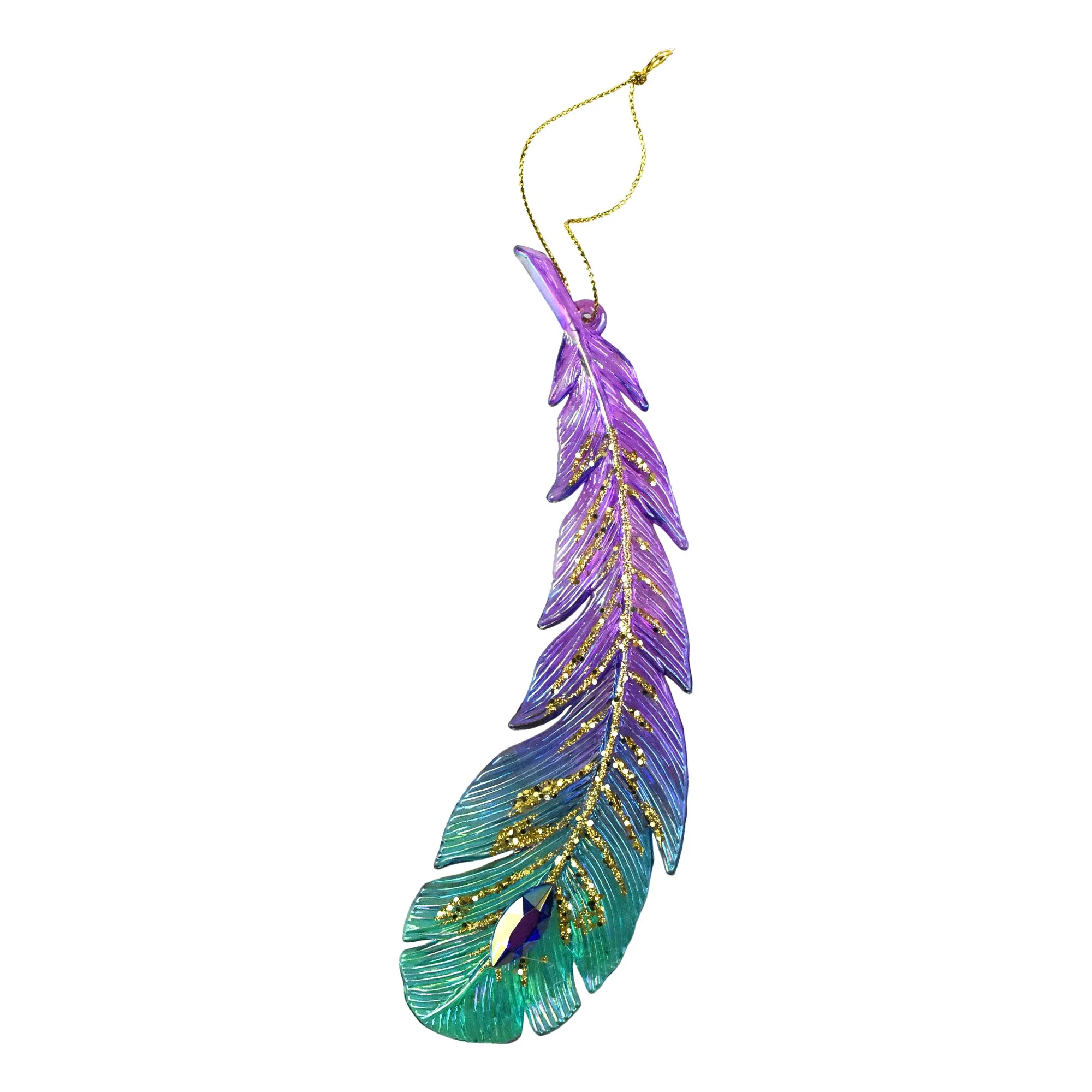 Peacock Acrylic Feather Christmas Ornaments, 6-1/4-Inch, 2-Piece - Image 4
