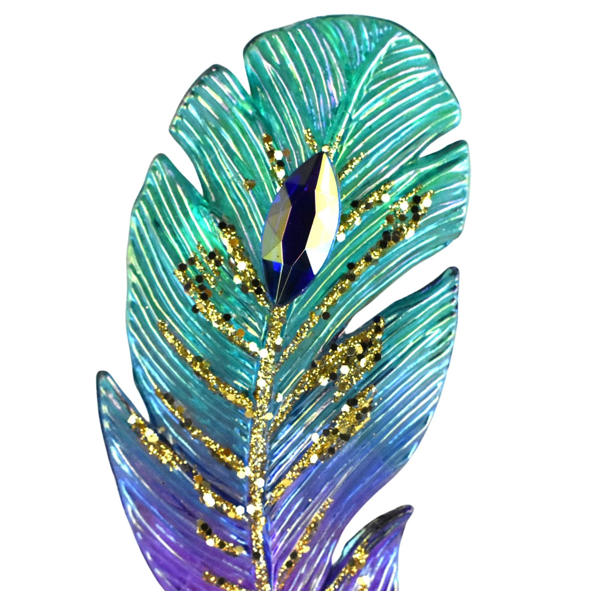 Peacock Acrylic Feather Christmas Ornaments, 6-1/4-Inch, 2-Piece - Image 5