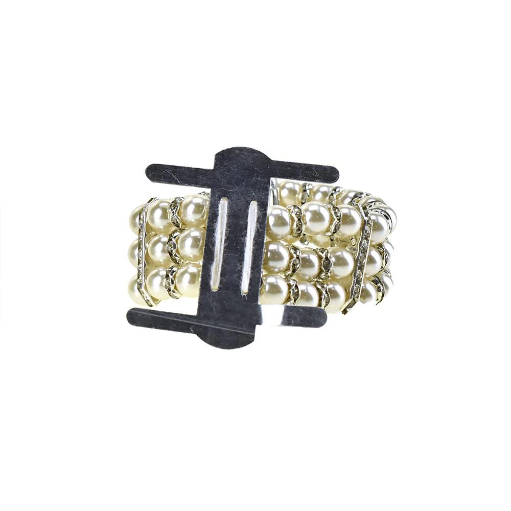 Pearl and Rhinestone Corsage Wristlet, 1-Inch - Image 3