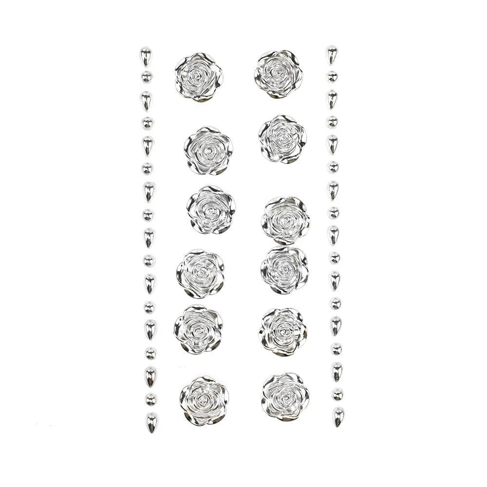 Pearlescent Rhinestone Rose Stickers, 3/4-Inch, 14-Piece - Image 3