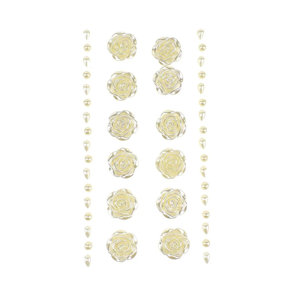 Pearlescent Rhinestone Rose Stickers, 3/4-Inch, 14-Piece - Image 4