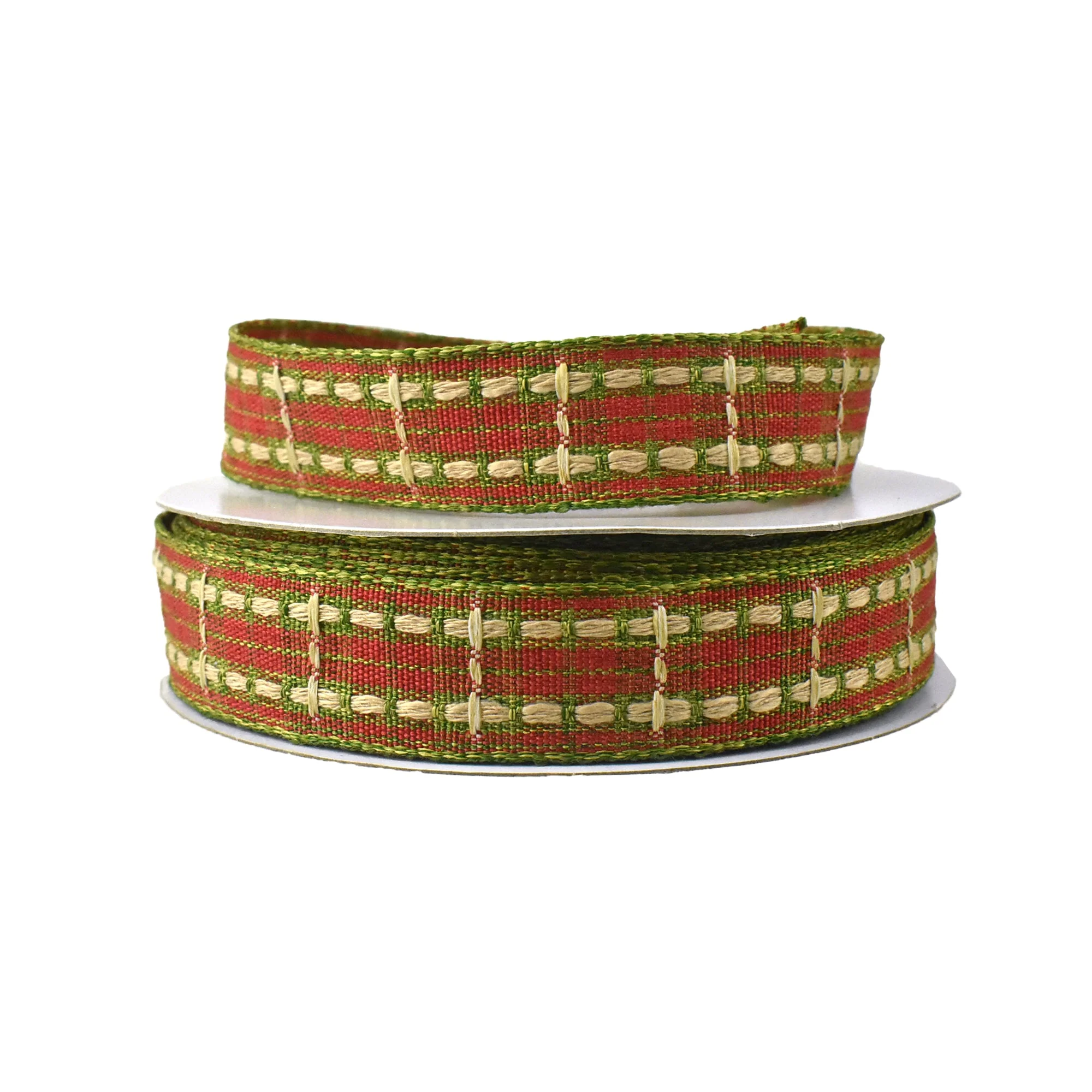 Plaid Saddle Stich Faux Linen Ribbon, 7/8-Inch, 20-Yard - Image 3