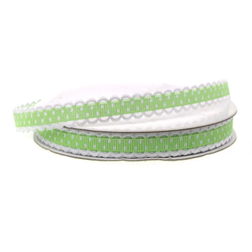 Polka Dot Picot-edge Polyester Ribbon, 3/8-Inch, 25- Yards - Image 2