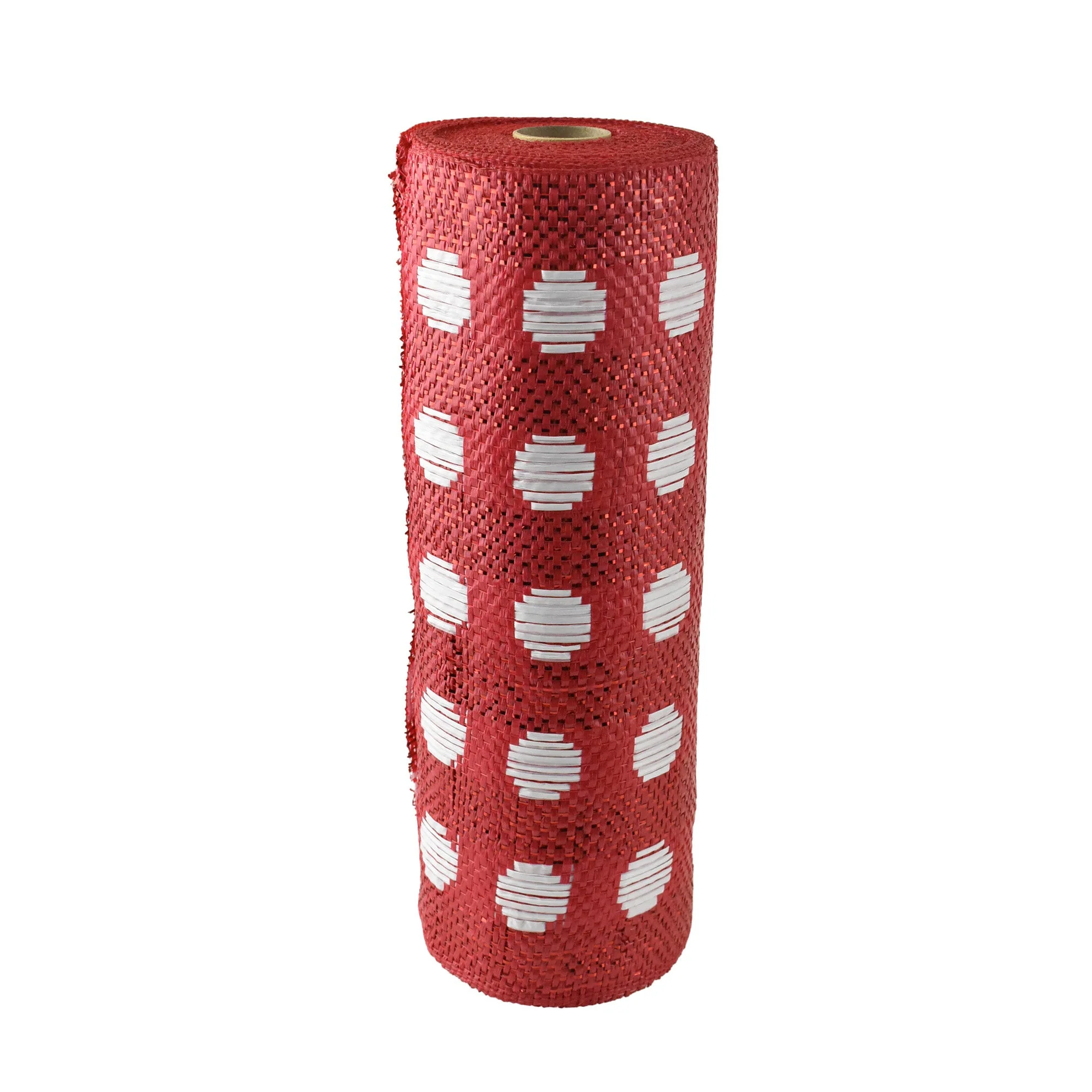 Polyester Polkadot Fabric Mesh, 10-Inch x 10-Yard - Red/White - Image 2