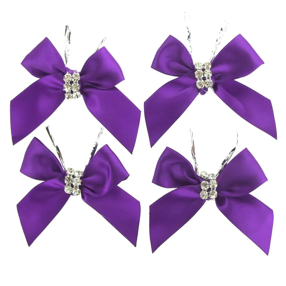 Pre-Tied Satin Bows with Rhinestone, 3-Inch, 4-Piece - Image 10