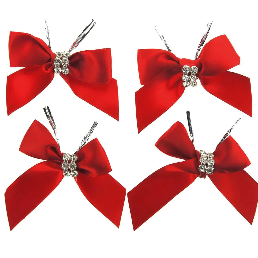 Pre-Tied Satin Bows with Rhinestone, 3-Inch, 4-Piece - Image 11