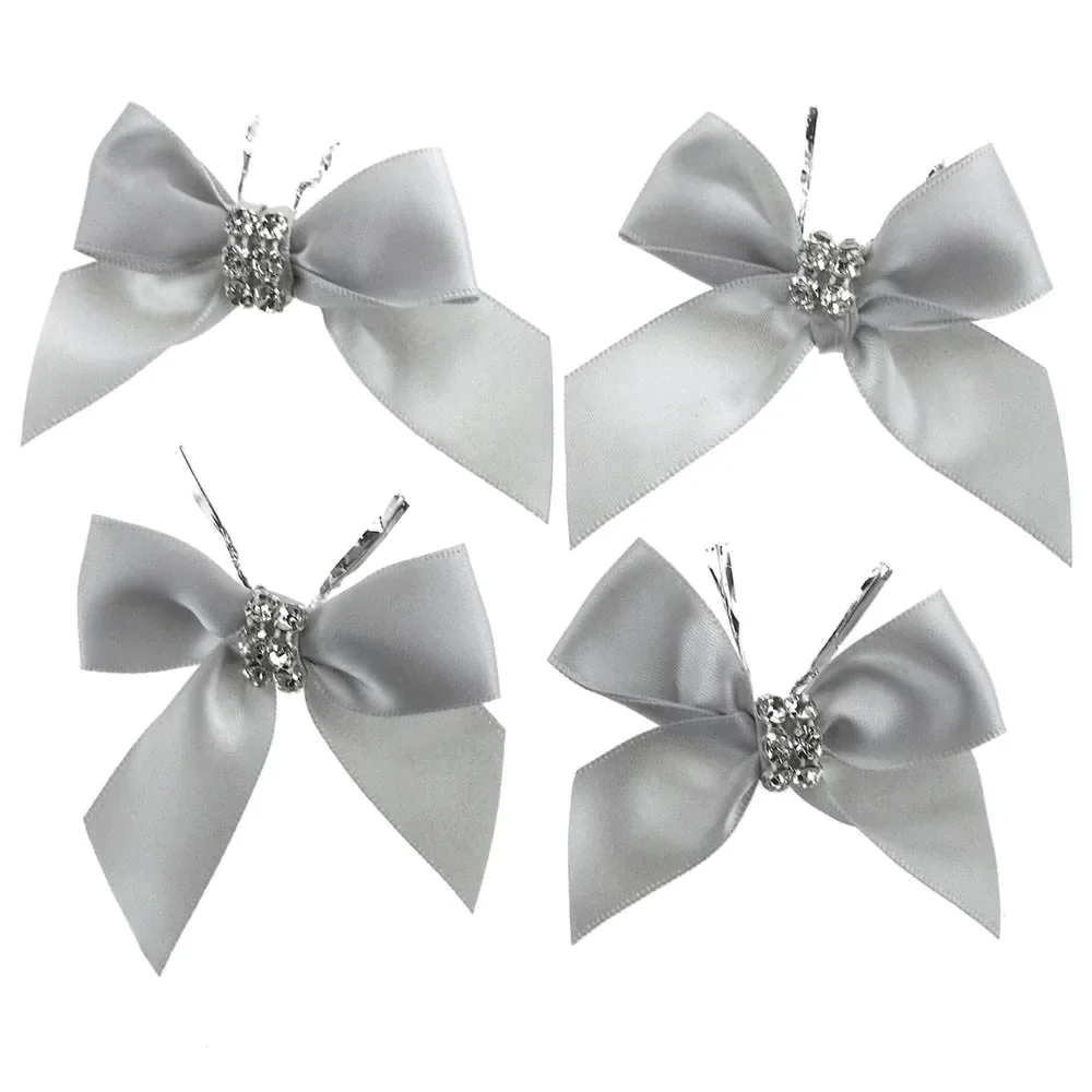 Pre-Tied Satin Bows with Rhinestone, 3-Inch, 4-Piece - Image 13