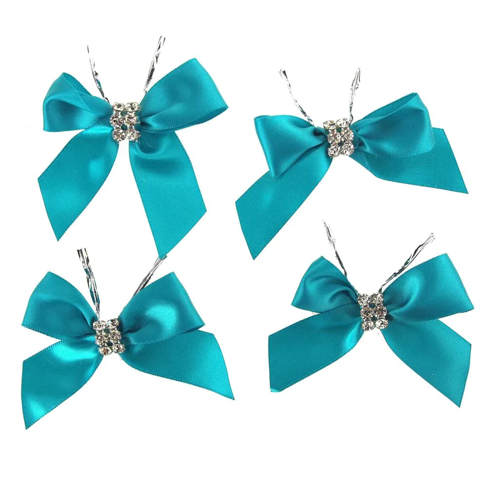 Pre-Tied Satin Bows with Rhinestone, 3-Inch, 4-Piece - Image 14