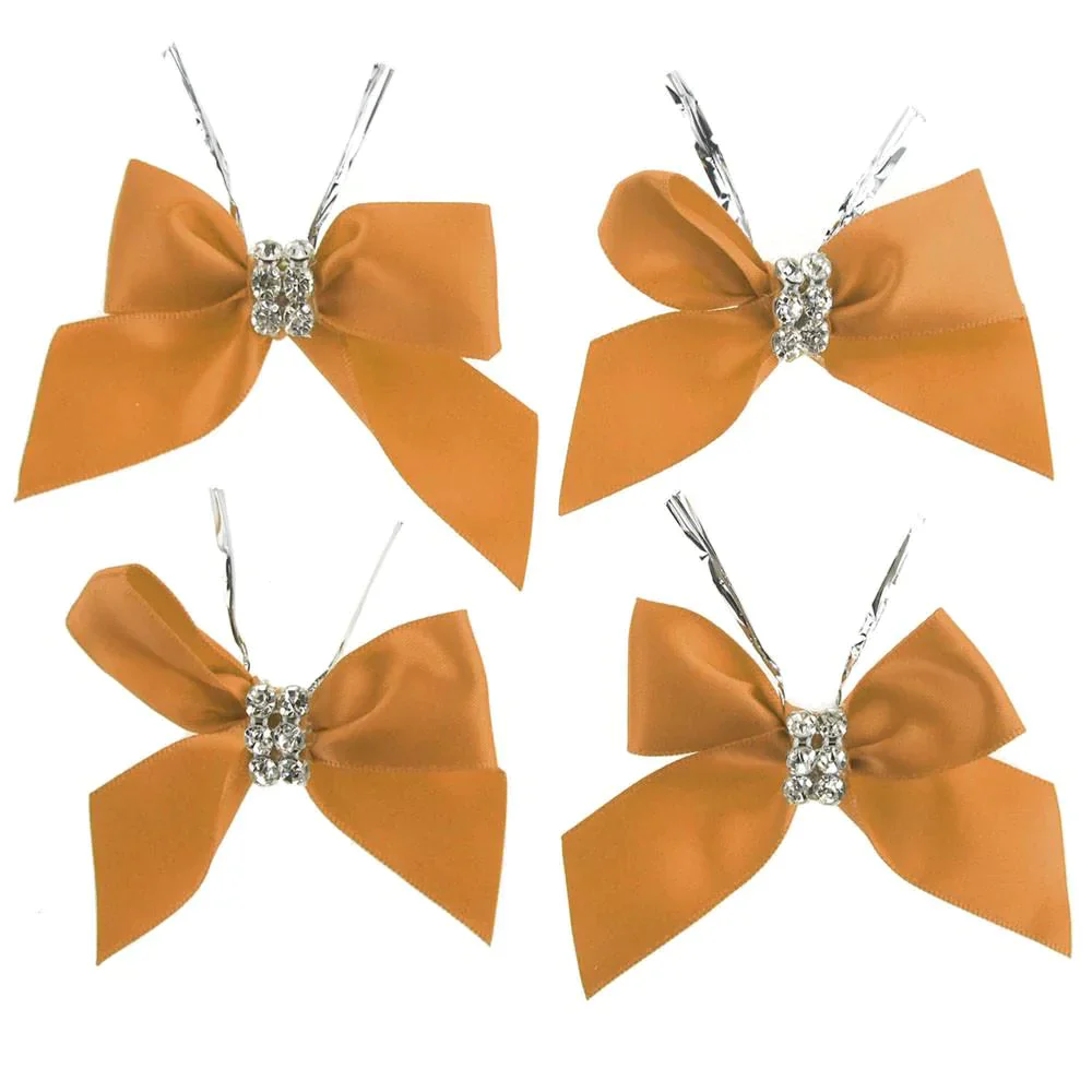 Pre-Tied Satin Bows with Rhinestone, 3-Inch, 4-Piece - Image 7