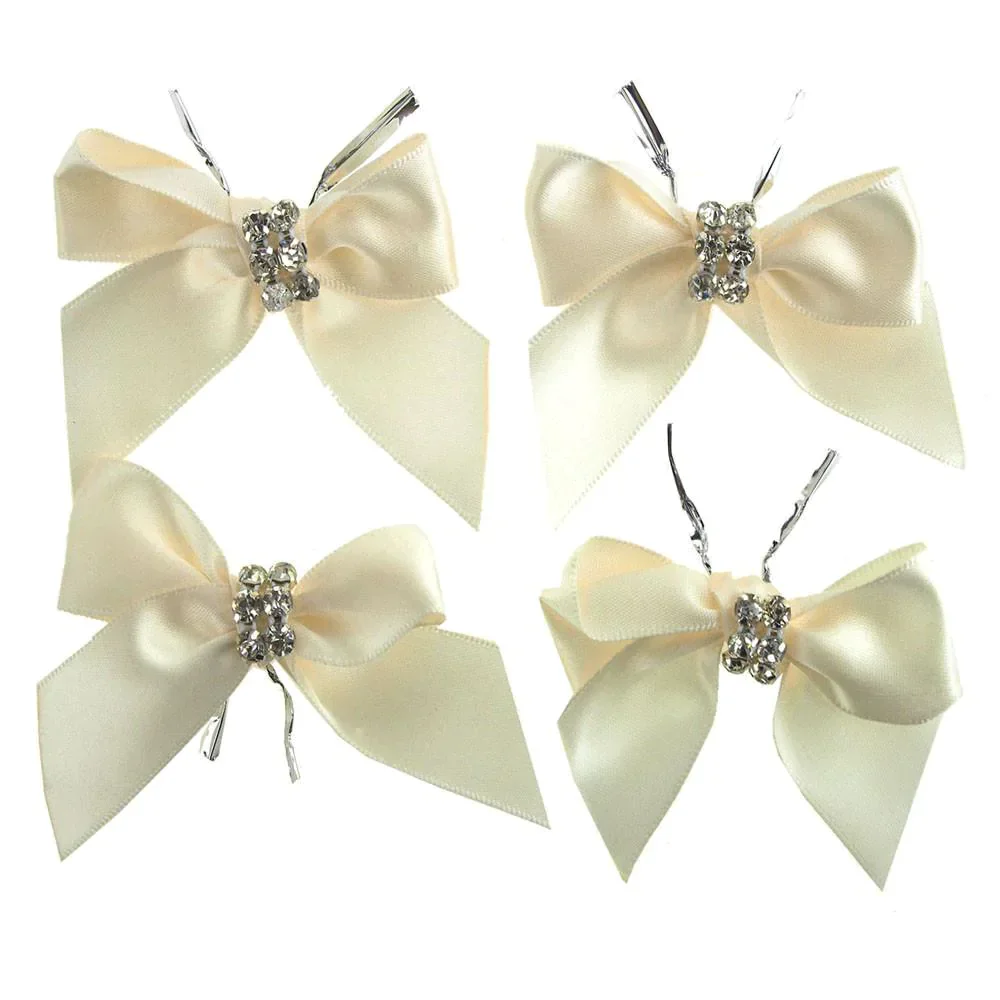 Pre-Tied Satin Bows with Rhinestone, 3-Inch, 4-Piece - Image 8