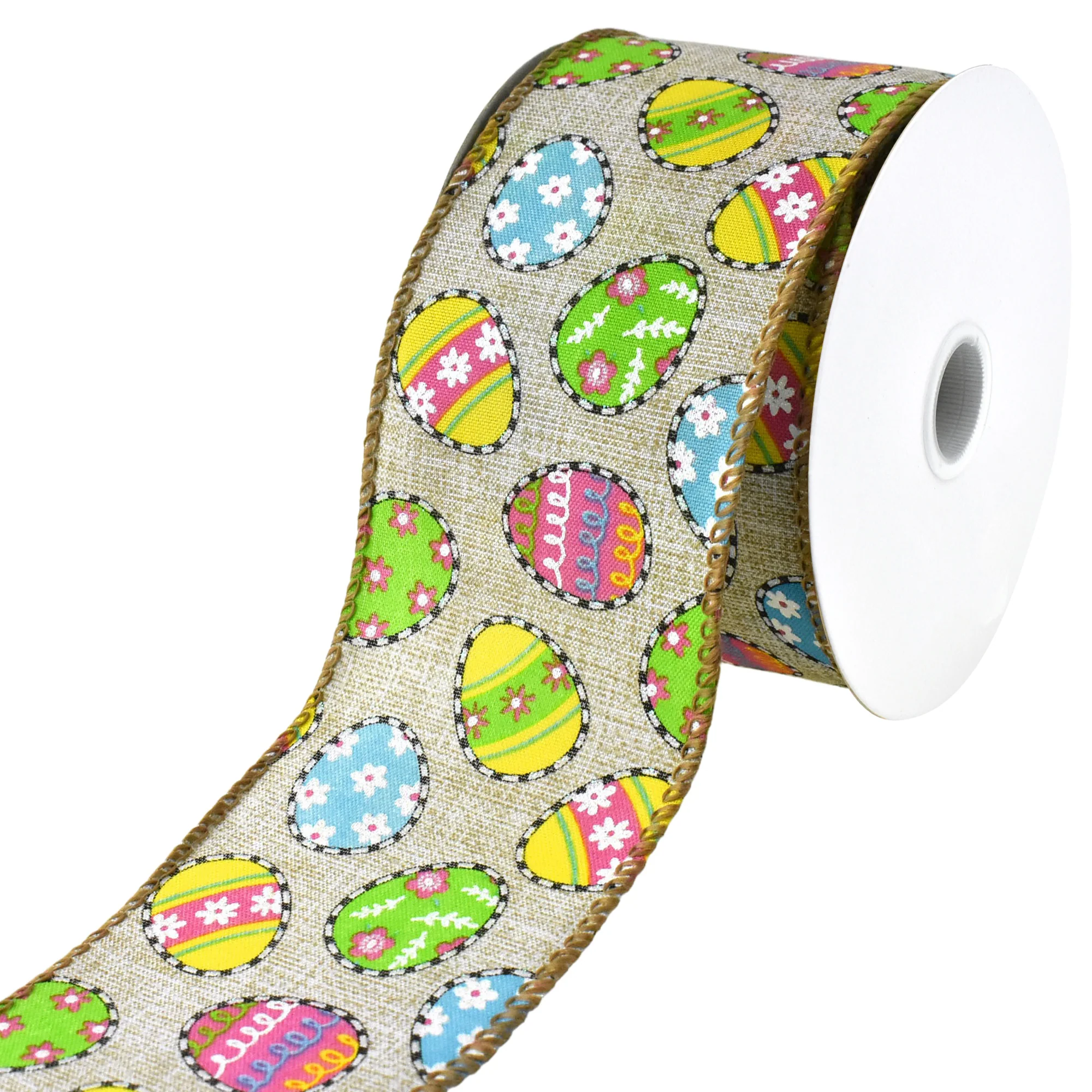 Printed Dash Outline Easter Eggs Wired Ribbon, 10-yard - Image 5