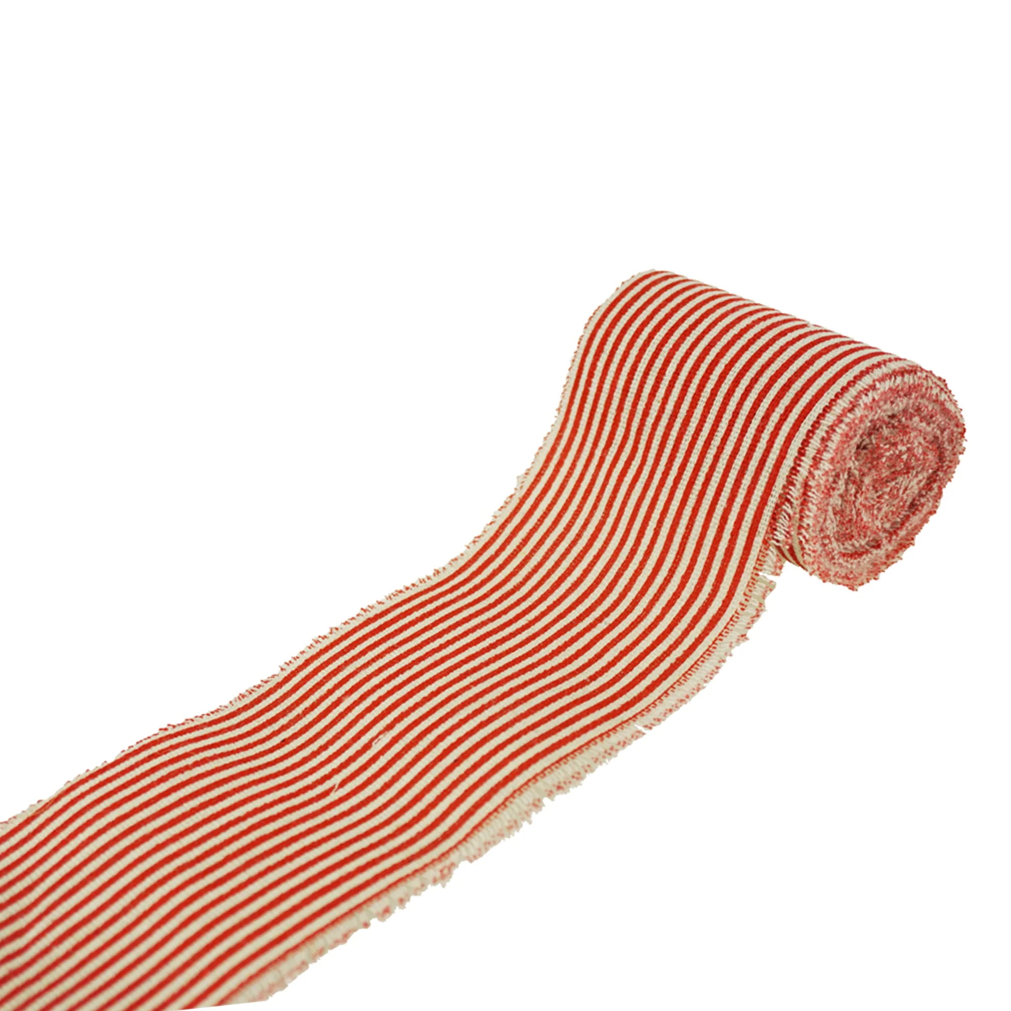 Printed Stripes Fringy Linen Ribbon, 3-Inch, 5-Yard - Image 4