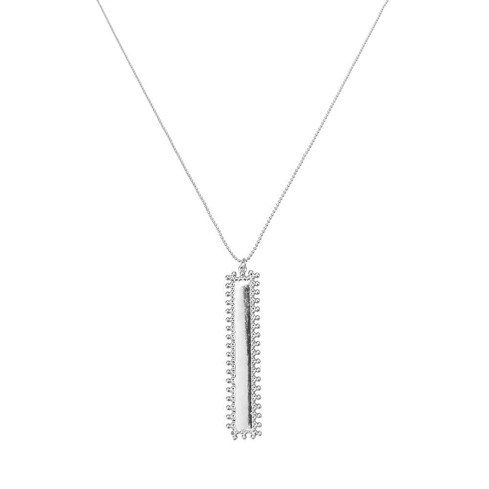 Rectangular Beaded Edge Pendant Necklace, 30-Inch - Image 2