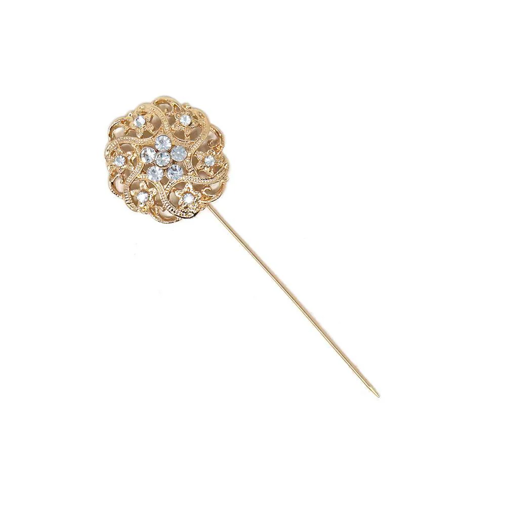 Rhinestone Floral Pin, 1-1/4-Inch, 6-Count - Image 2