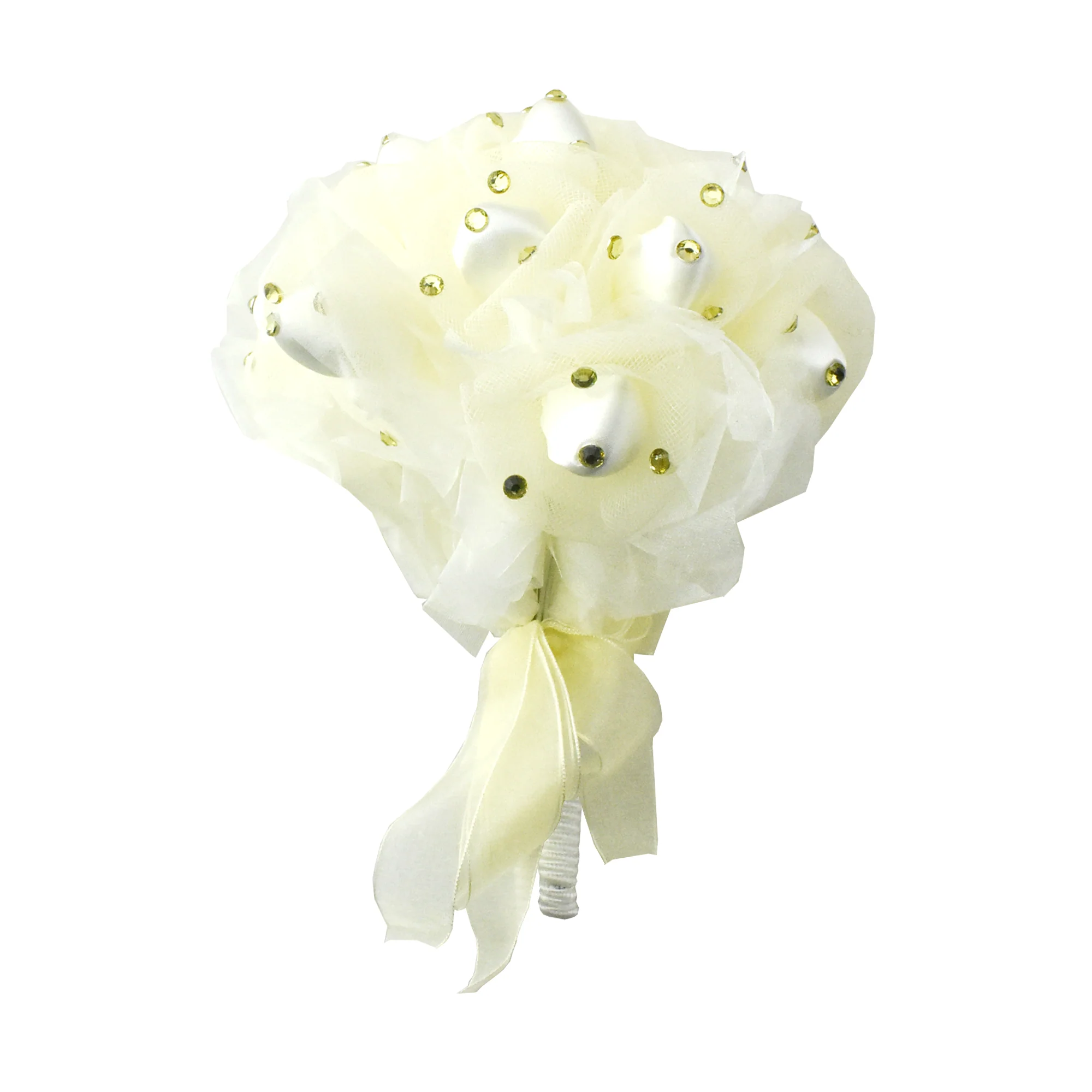 Rhinestone Foam Rosebud Wedding Bouquet, 10-Inch - Image 2
