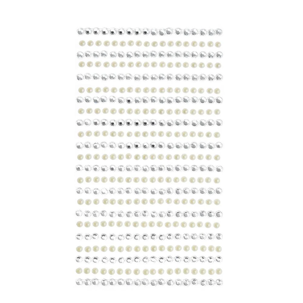 Rhinestone Gems and Pearls Sticker Strips, 1/8-Inch, 23-Count