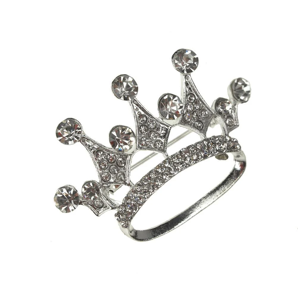 Rhinestone King Crown Brooch Pin, 1-3/4-Inch - Image 3
