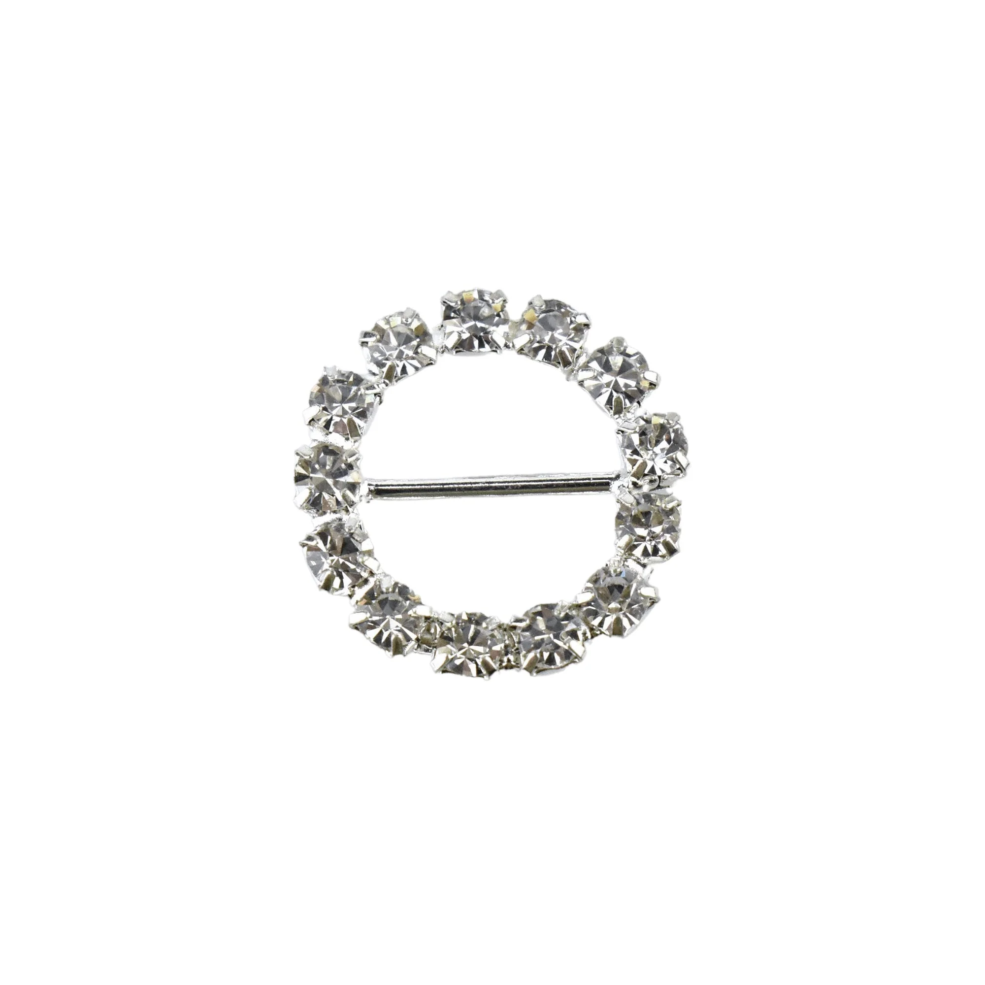 Rhinestone Ring Mini Buckle Accents, 5/8-Inch, 12-Count - Silver - Image 2
