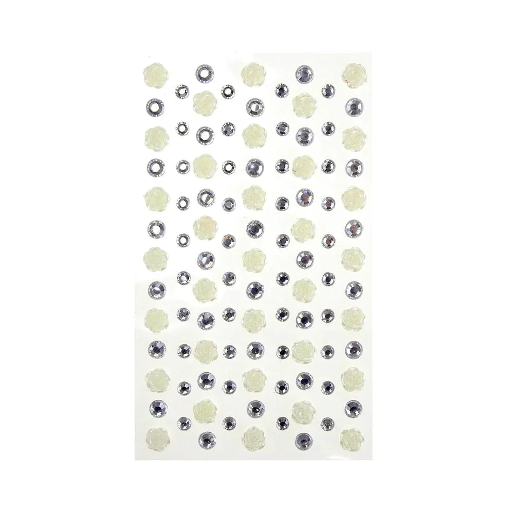 Rose and Flatback Gem Adhesive Rhinestone Stickers, 105-Piece - Image 5