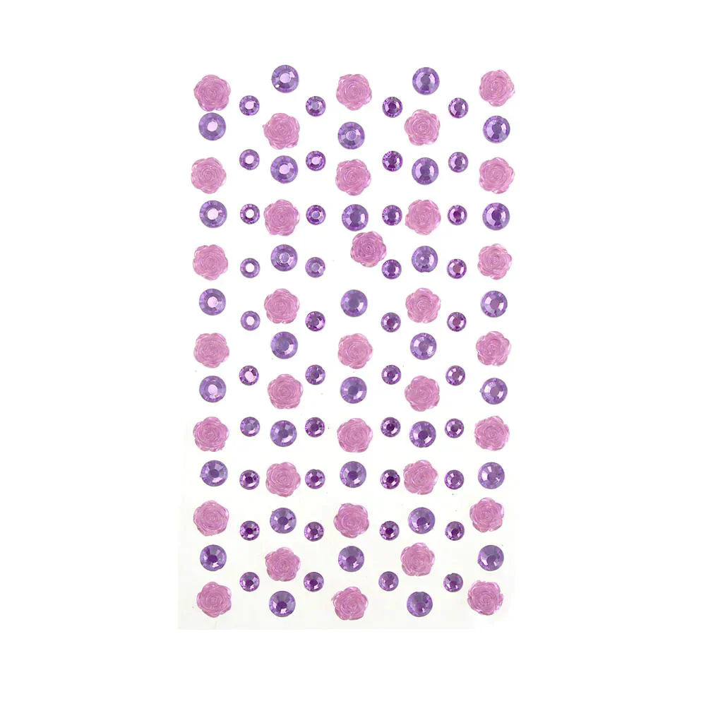 Rose and Flatback Gem Adhesive Rhinestone Stickers, 105-Piece - Image 7