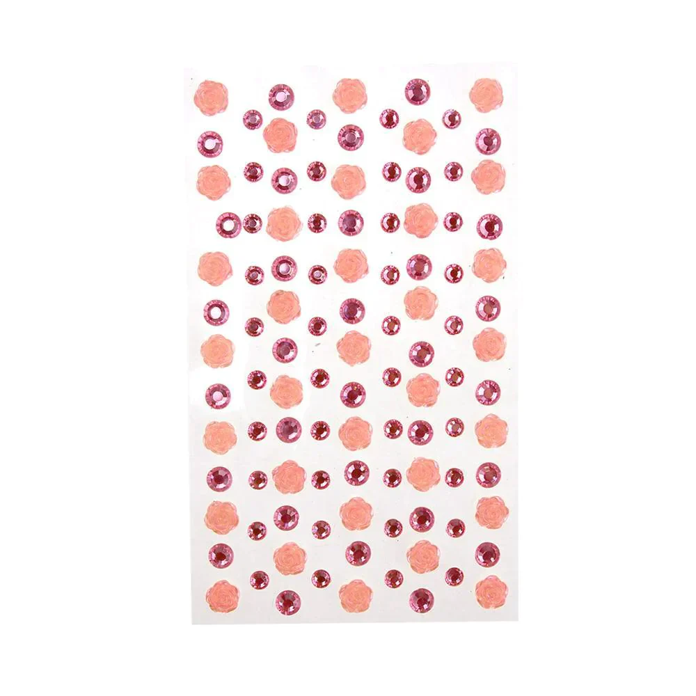 Rose and Flatback Gem Adhesive Rhinestone Stickers, 105-Piece - Image 8