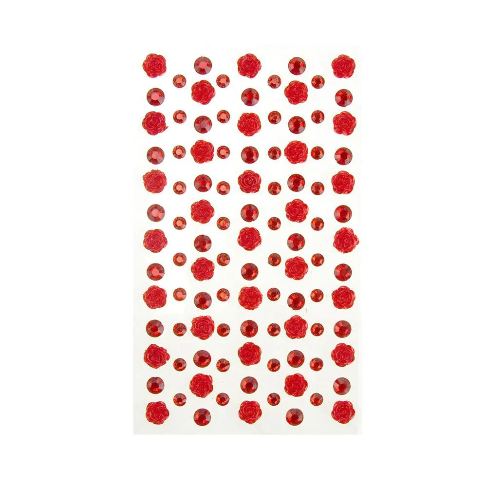 Rose and Flatback Gem Adhesive Rhinestone Stickers, 105-Piece - Image 9