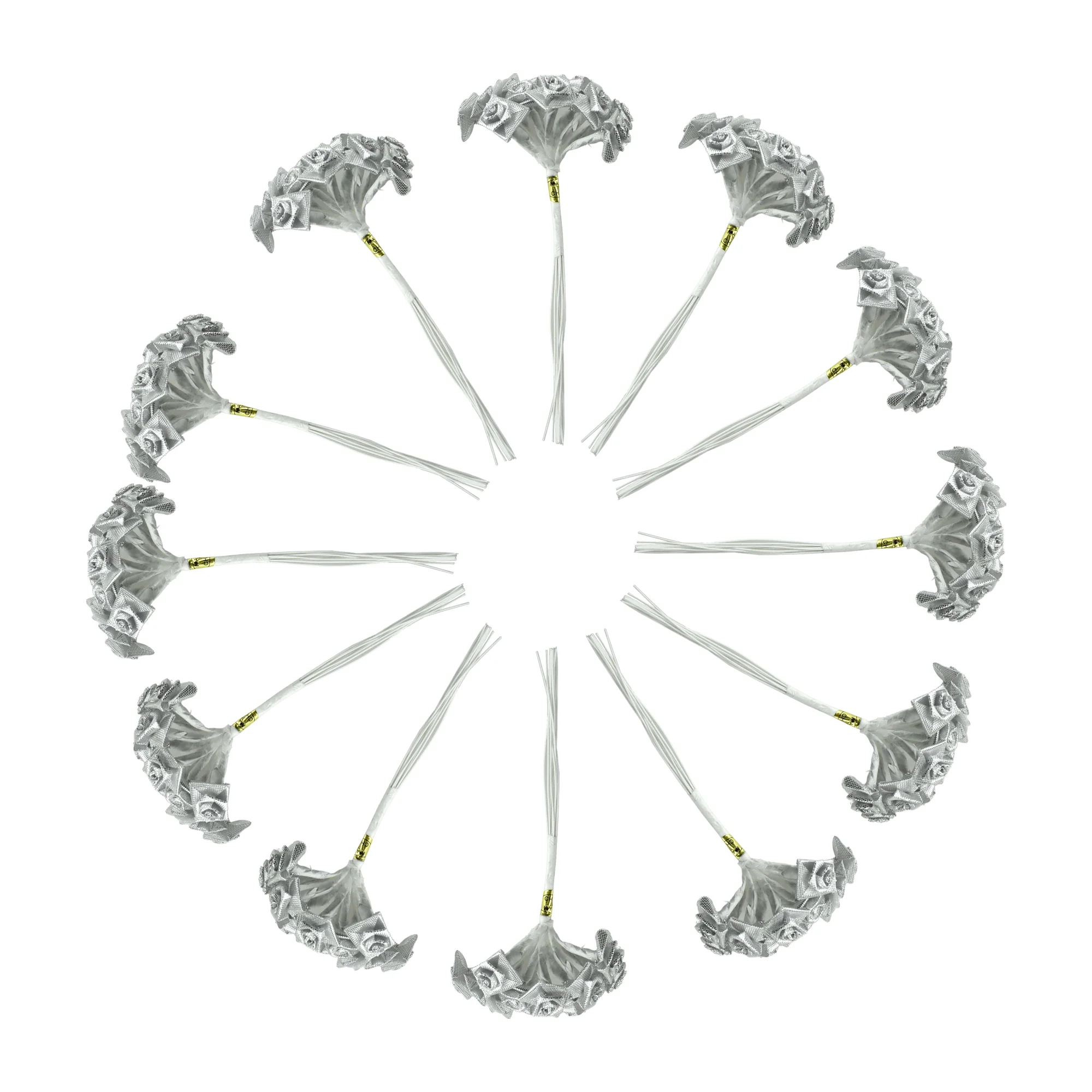 Rose Bouquet Spray, 4-Inch, 12 Count - Silver - Image 3
