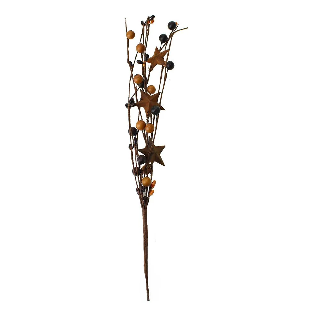 Rusted Stars and Berries Branch Spray, 12-1/2-Inch - Image 2