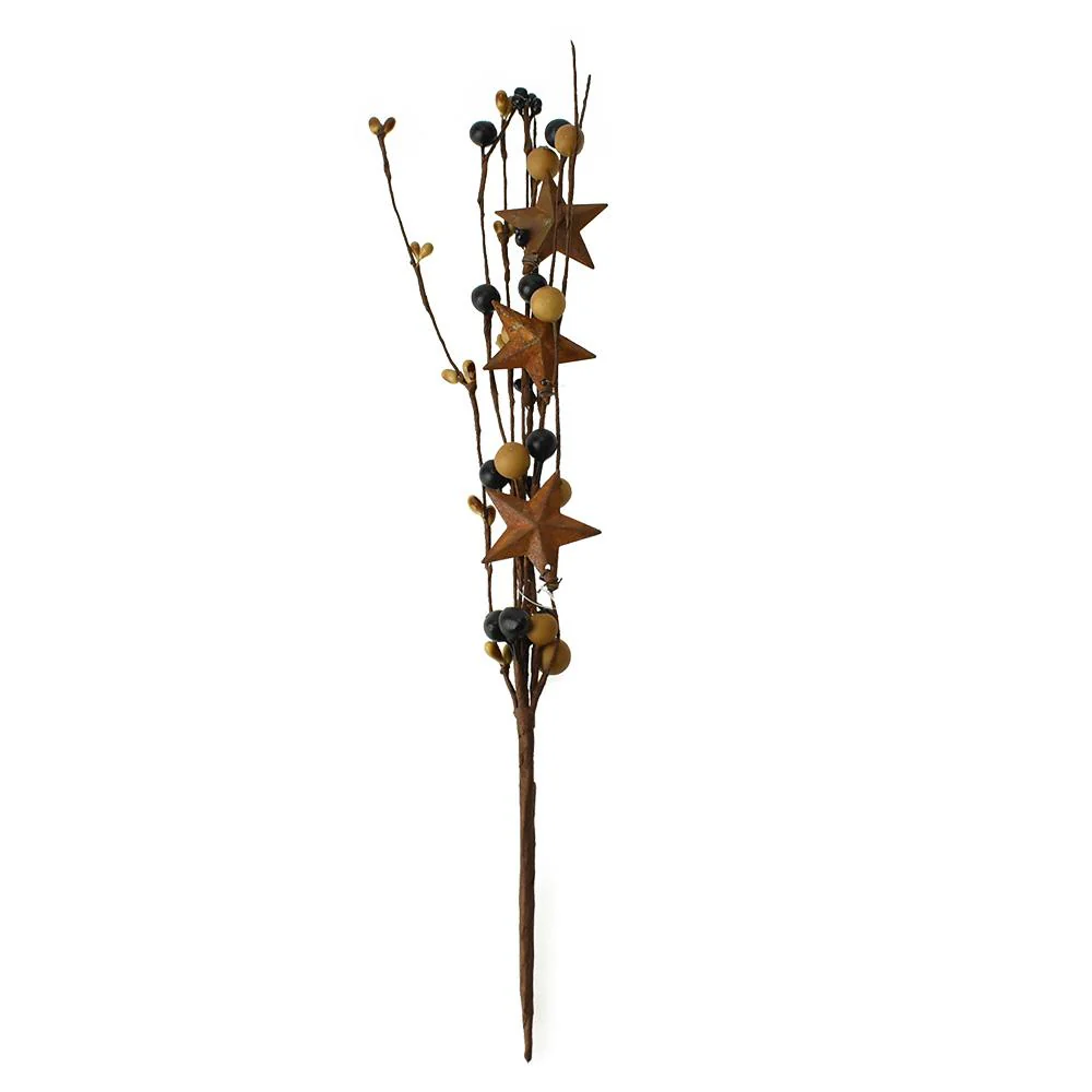 Rusted Stars and Berries Branch Spray, 12-1/2-Inch - Image 3